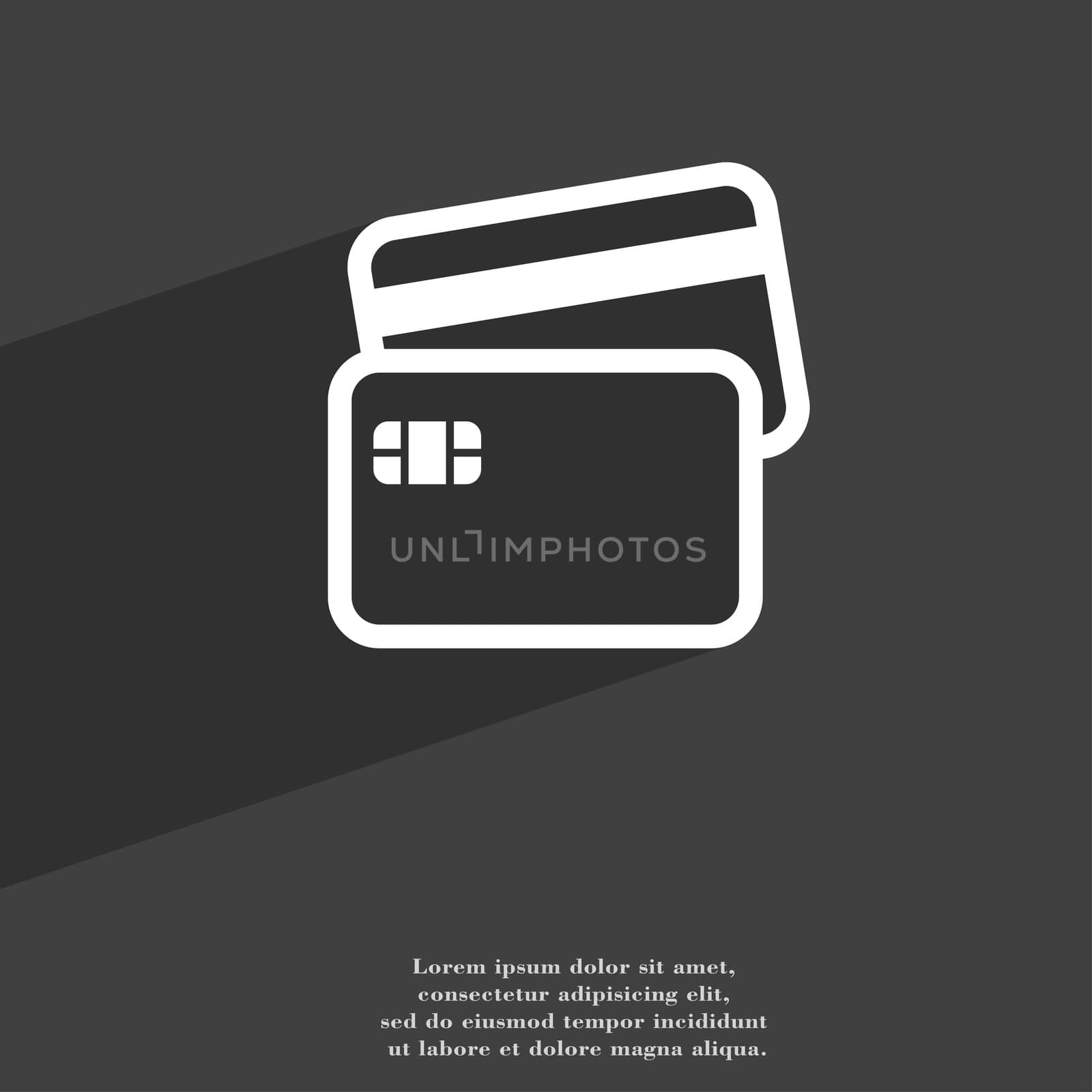Credit card icon symbol Flat modern web design with long shadow and space for your text. illustration