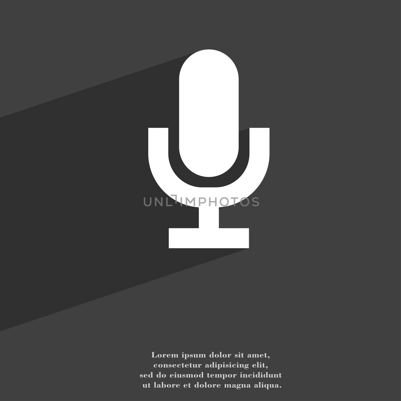 microphone icon symbol Flat modern web design with long shadow and space for your text. illustration