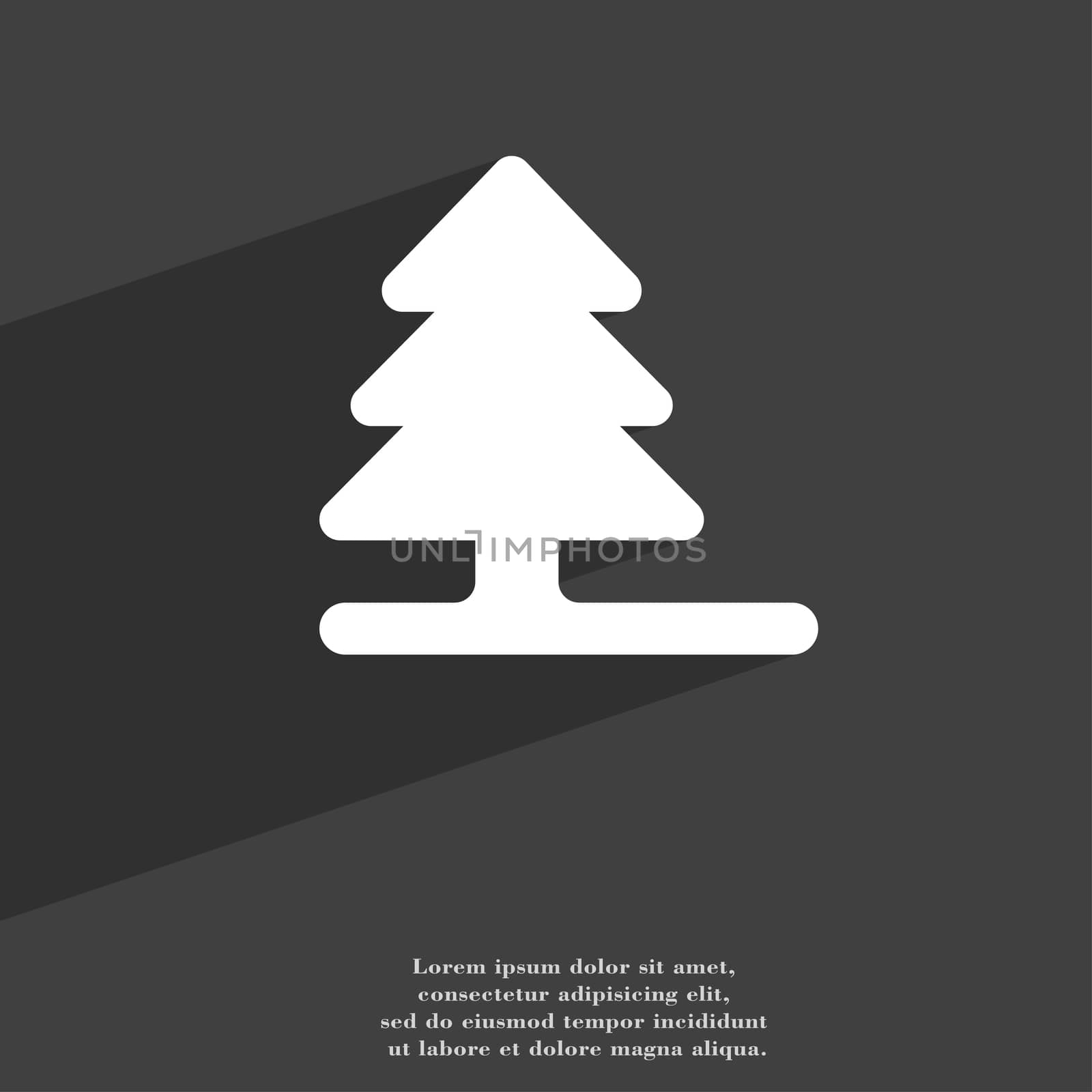 Christmas tree icon symbol Flat modern web design with long shadow and space for your text. illustration