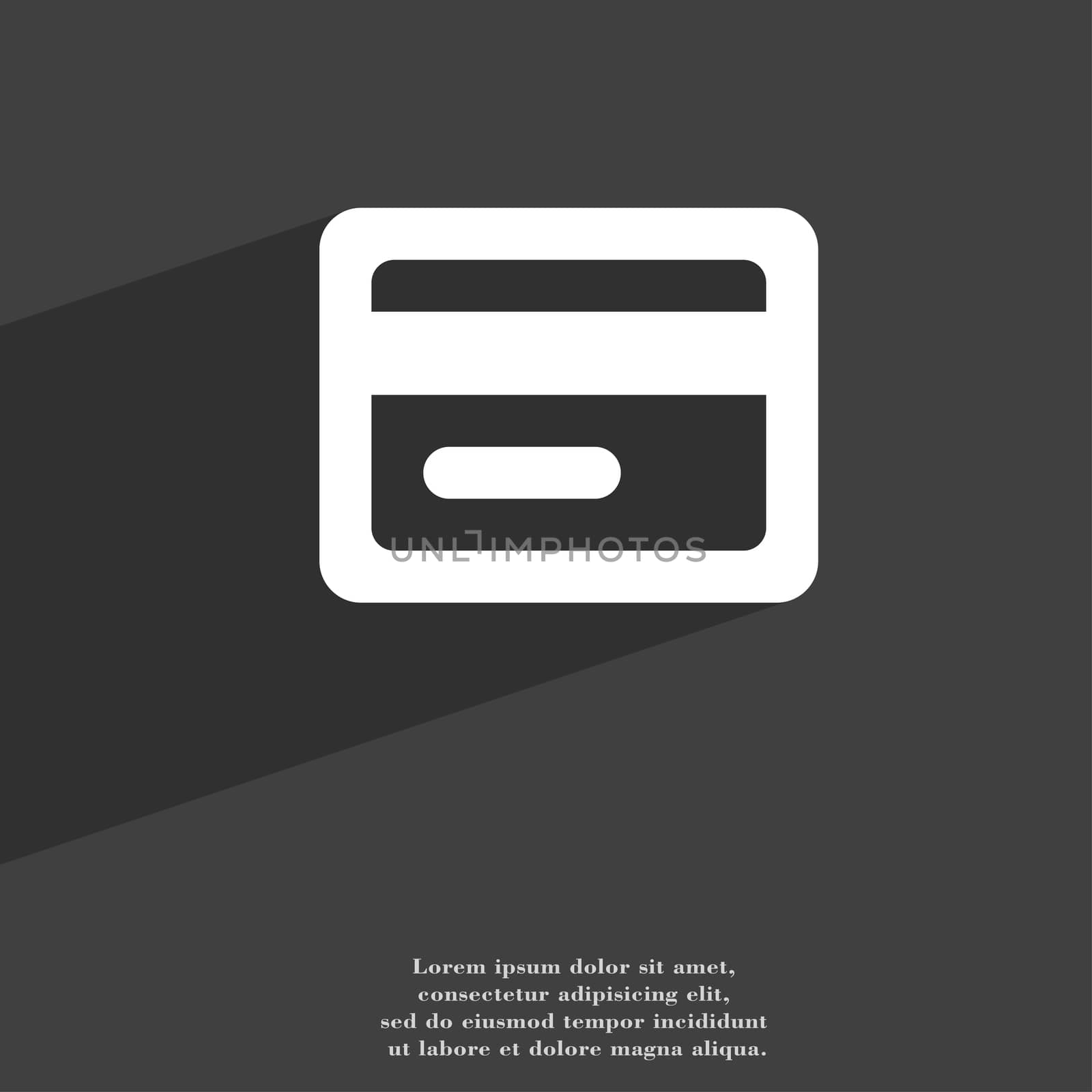 credit card icon symbol Flat modern web design with long shadow and space for your text. illustration