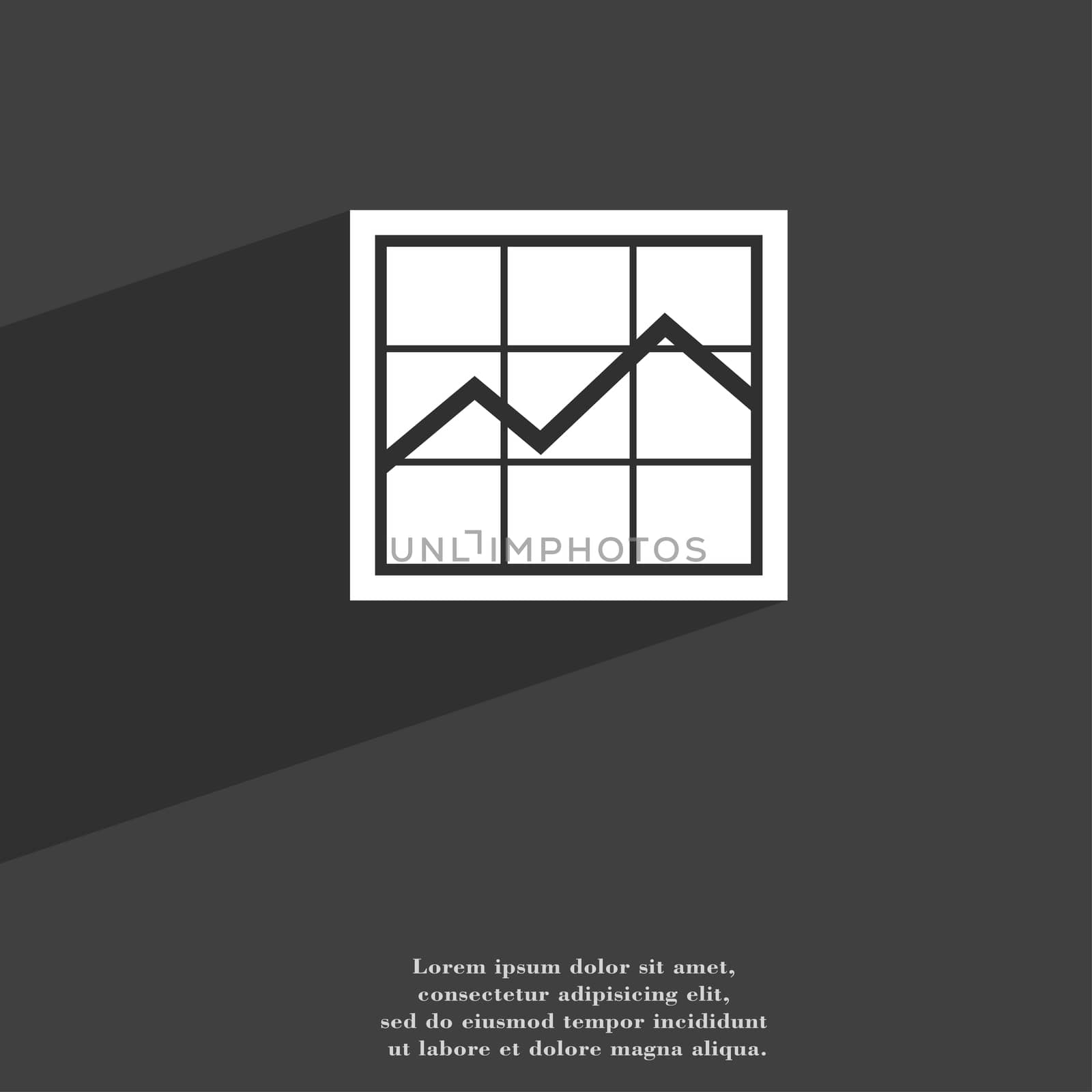 Chart icon symbol Flat modern web design with long shadow and space for your text. illustration