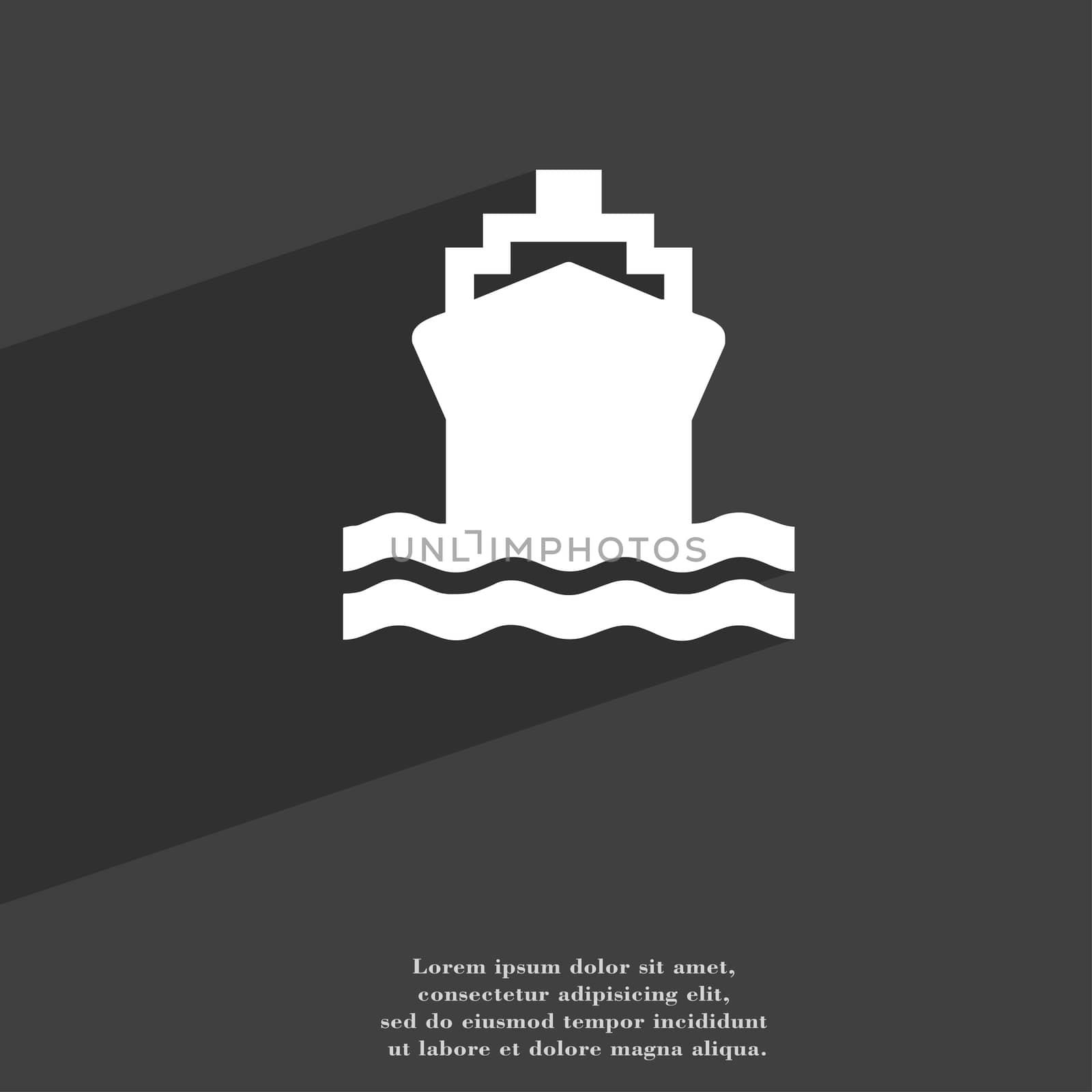 ship icon symbol Flat modern web design with long shadow and space for your text. illustration
