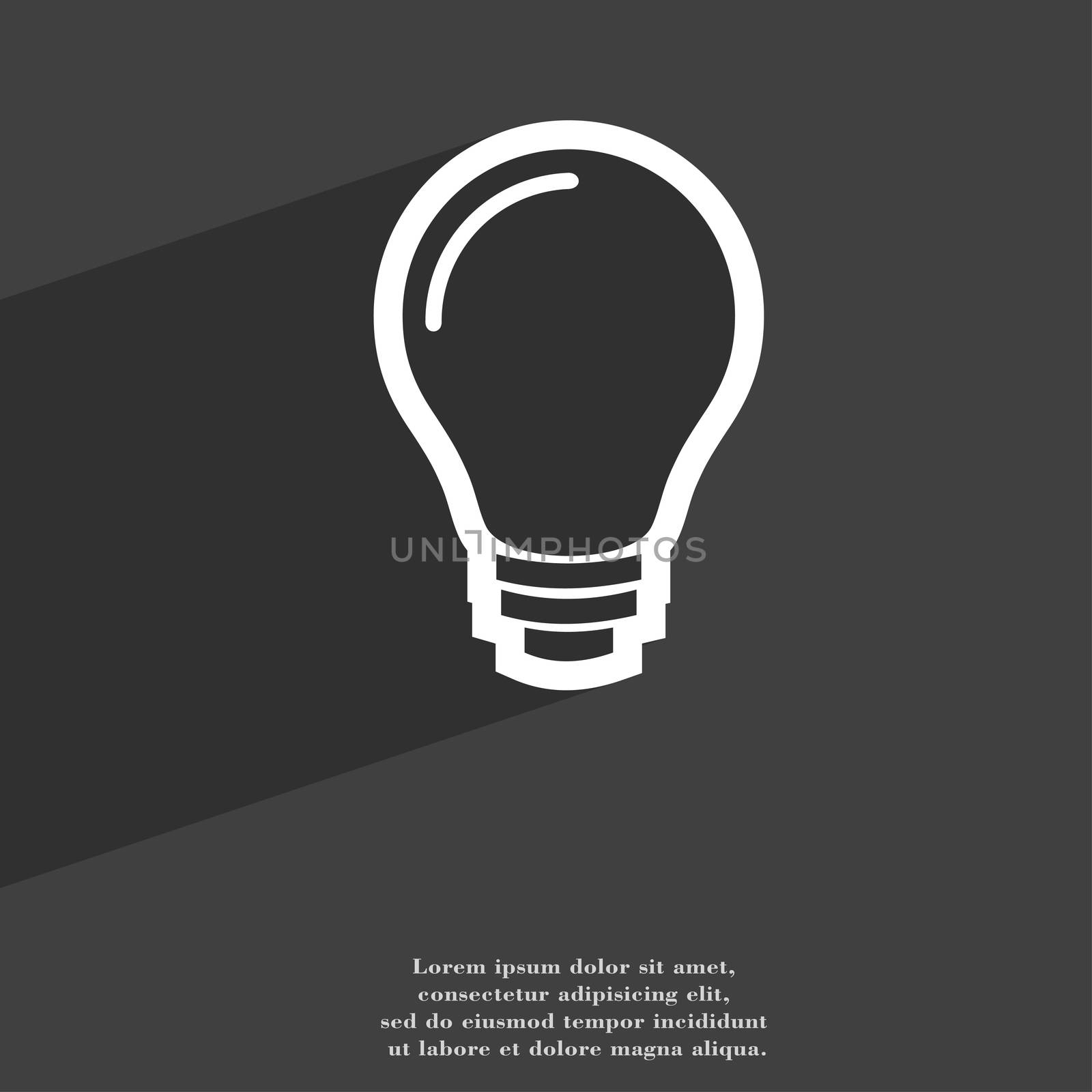 Light bulb icon symbol Flat modern web design with long shadow and space for your text. illustration