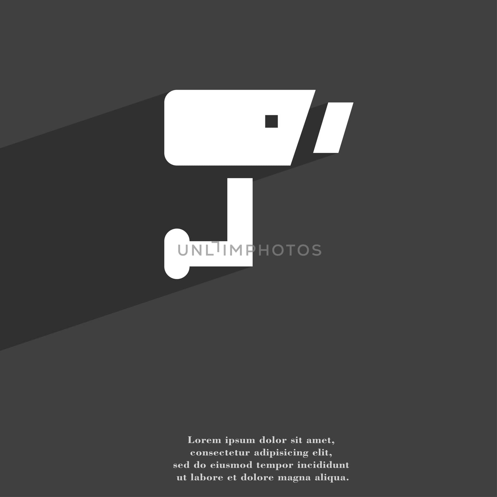 Surveillance Camera icon symbol Flat modern web design with long shadow and space for your text. illustration