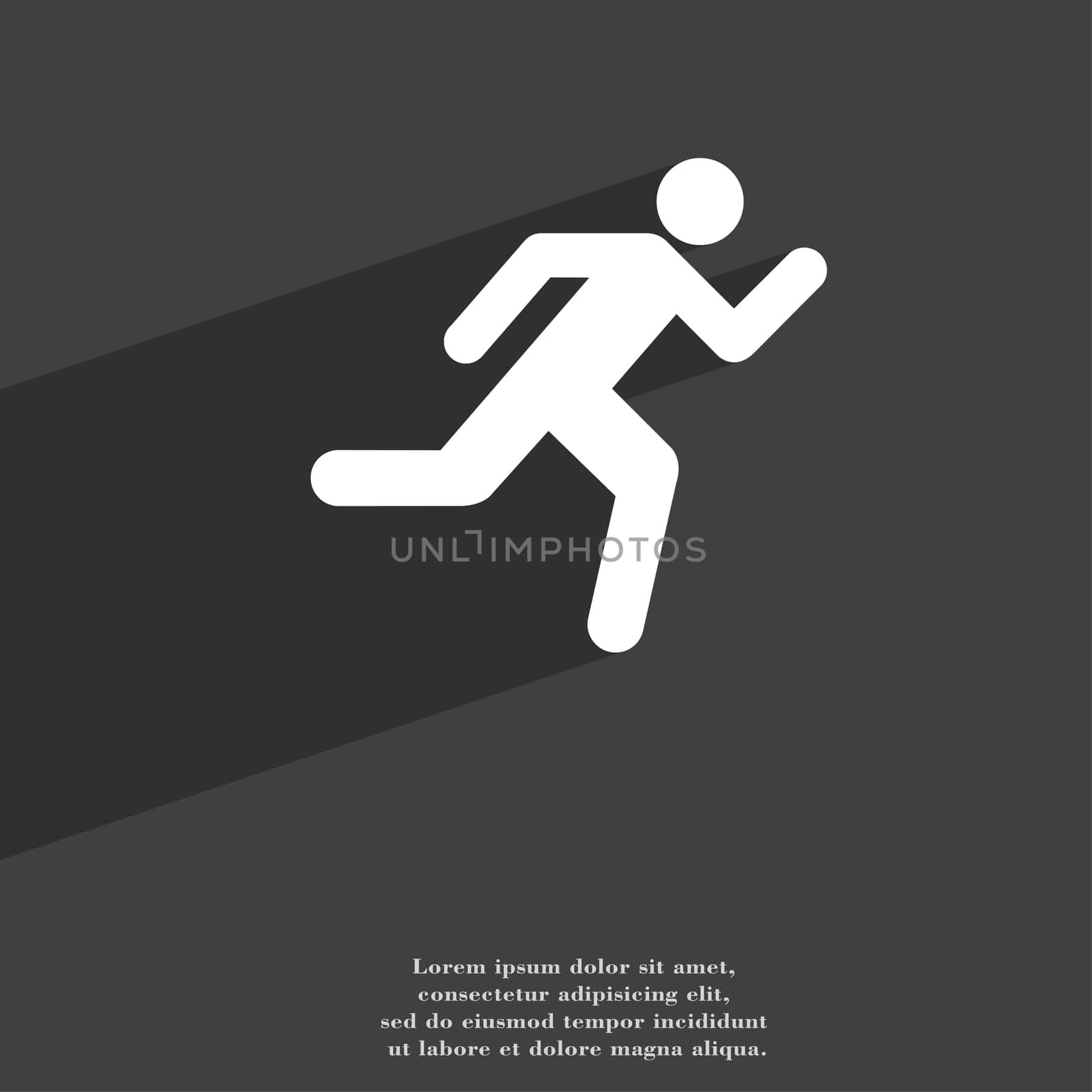 running man icon symbol Flat modern web design with long shadow and space for your text.  by serhii_lohvyniuk