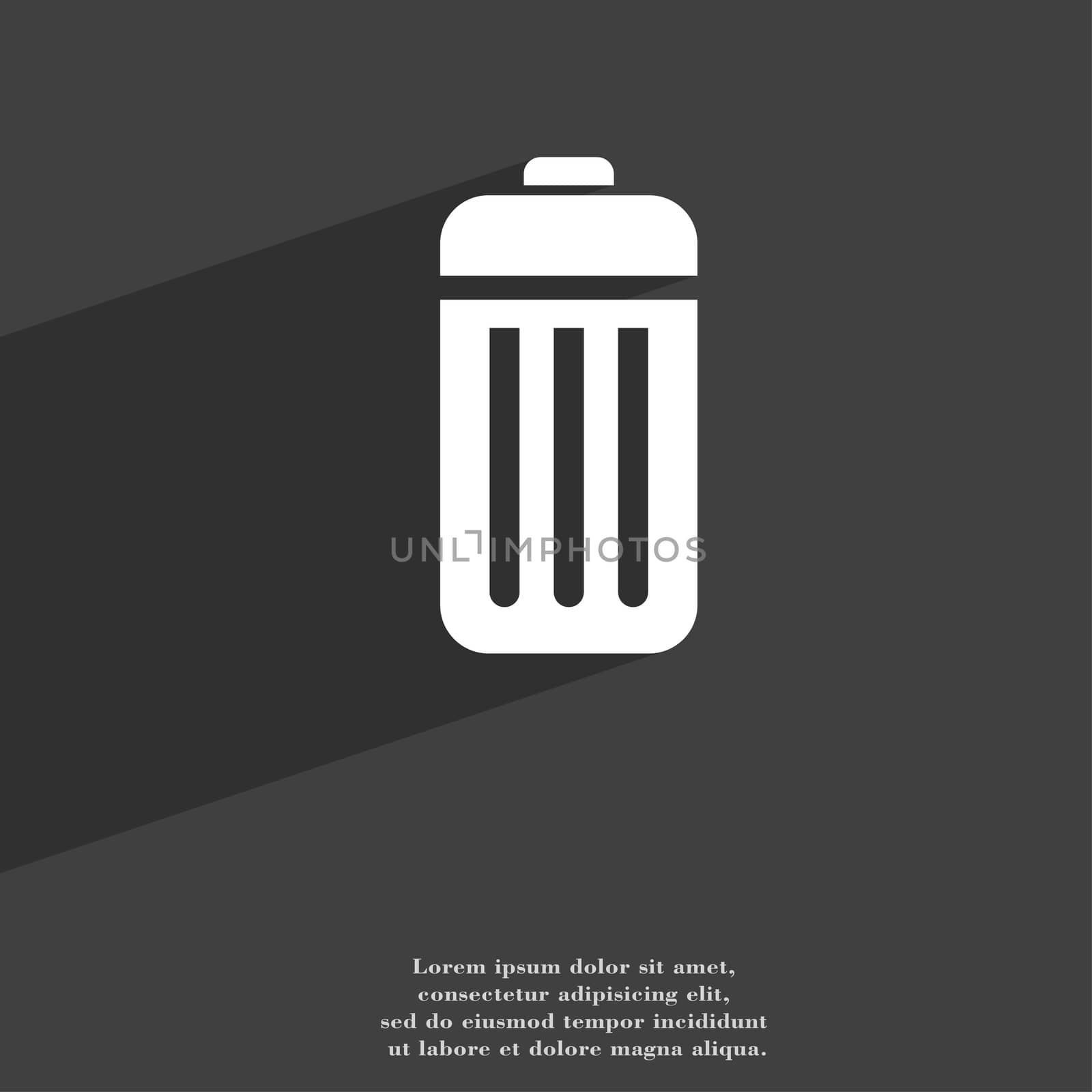 The trash icon symbol Flat modern web design with long shadow and space for your text. illustration