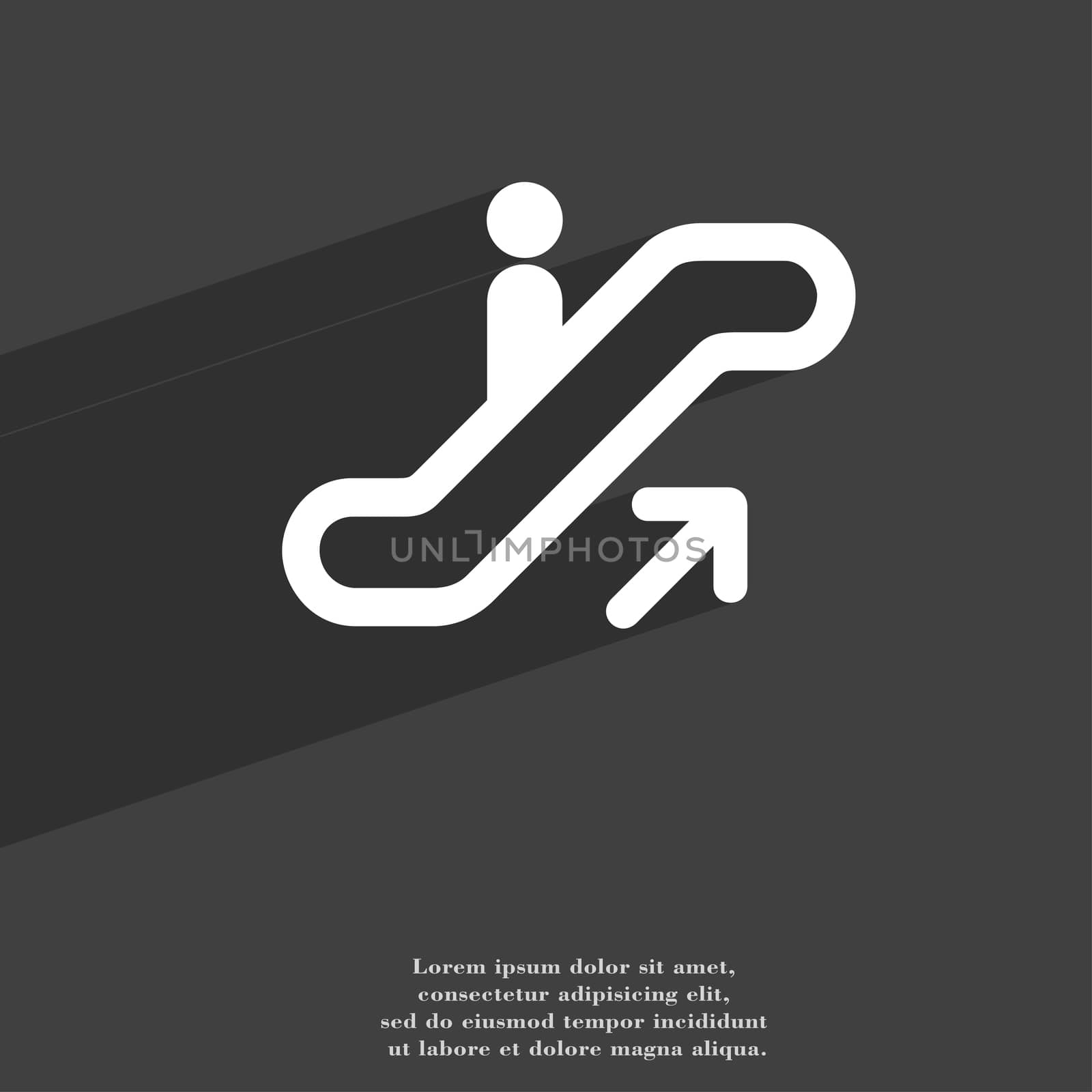 elevator, Escalator, Staircase icon symbol Flat modern web design with long shadow and space for your text. illustration