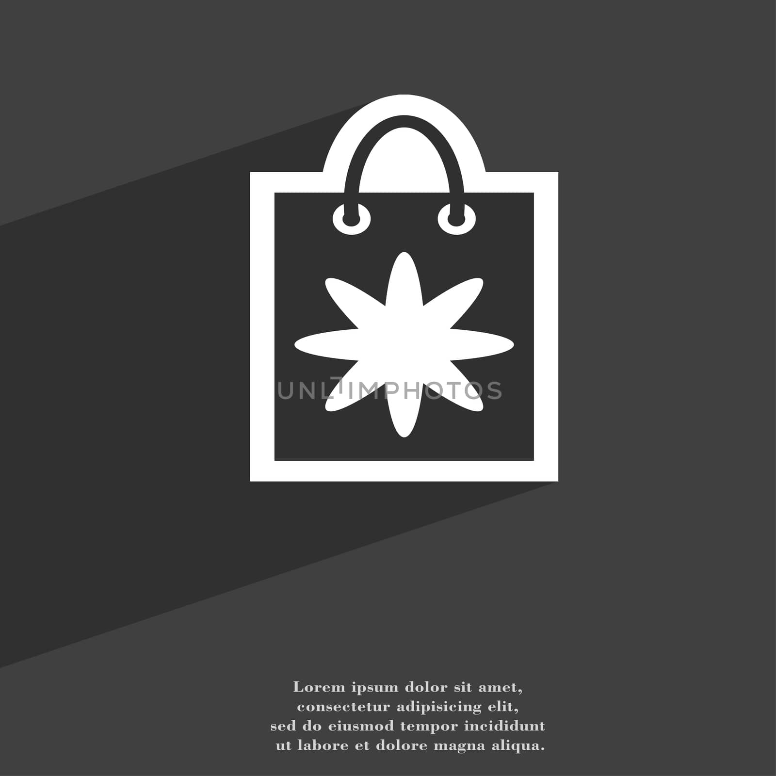 shopping bag icon symbol Flat modern web design with long shadow and space for your text. illustration