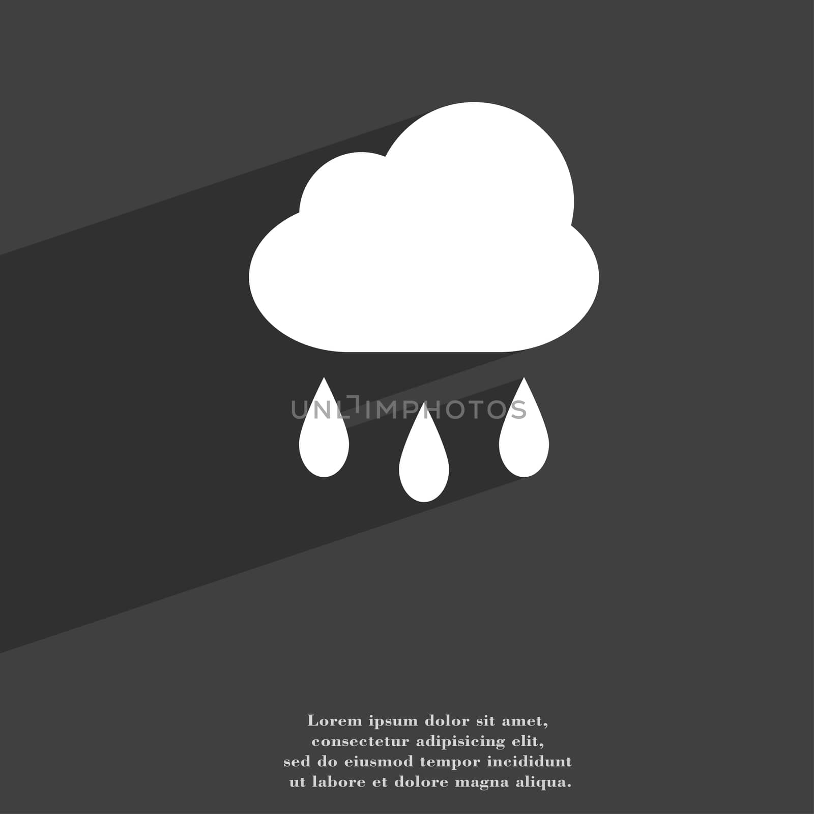 Weather Rain icon symbol Flat modern web design with long shadow and space for your text. illustration
