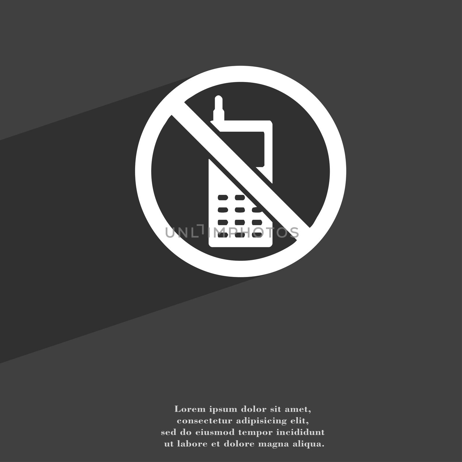 mobile phone is prohibited icon symbol Flat modern web design with long shadow and space for your text. illustration