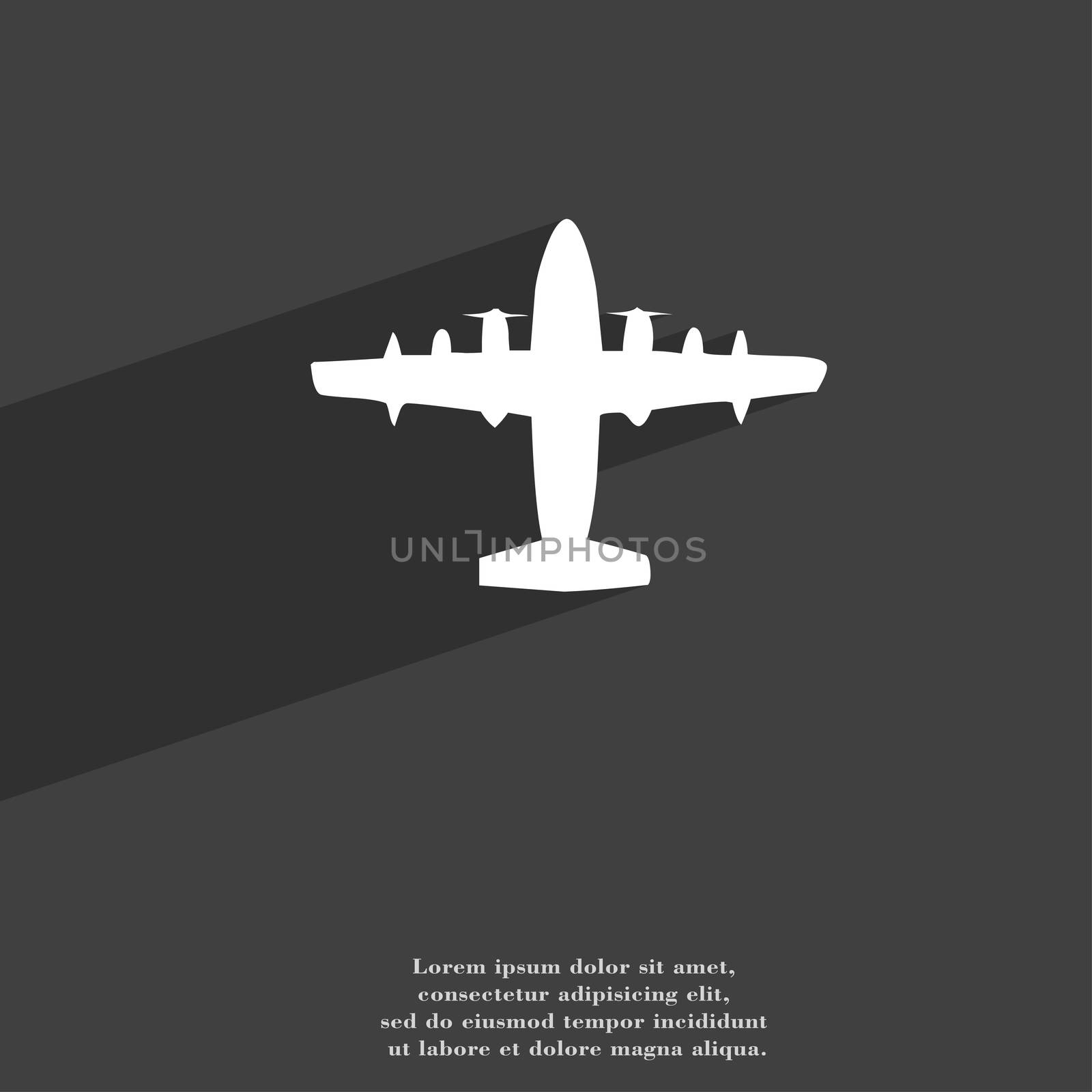 aircraft icon symbol Flat modern web design with long shadow and space for your text. illustration