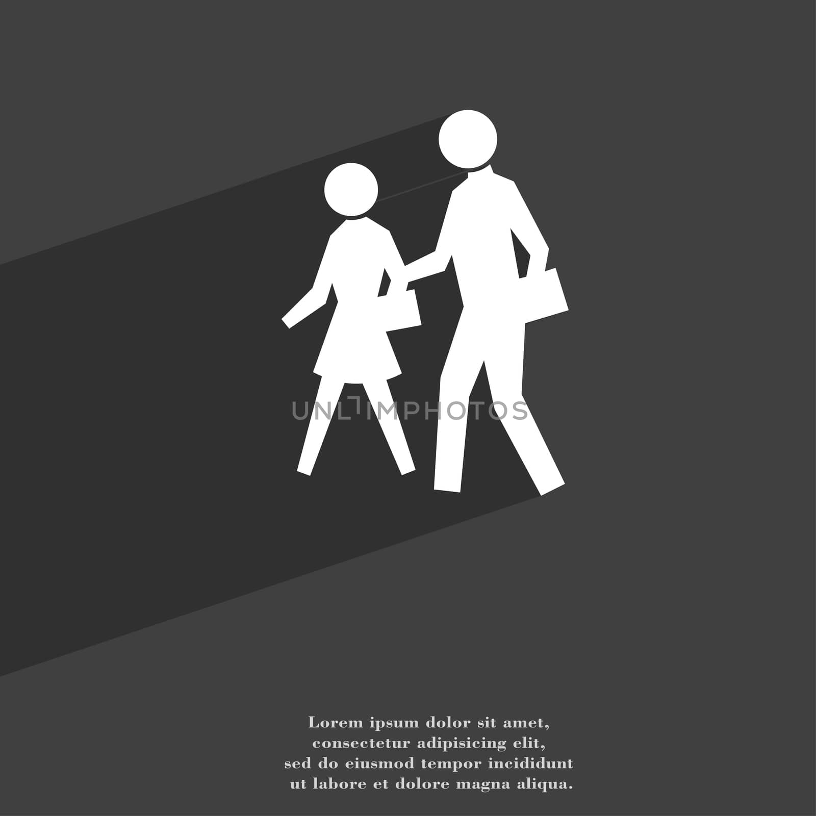crosswalk icon symbol Flat modern web design with long shadow and space for your text. illustration