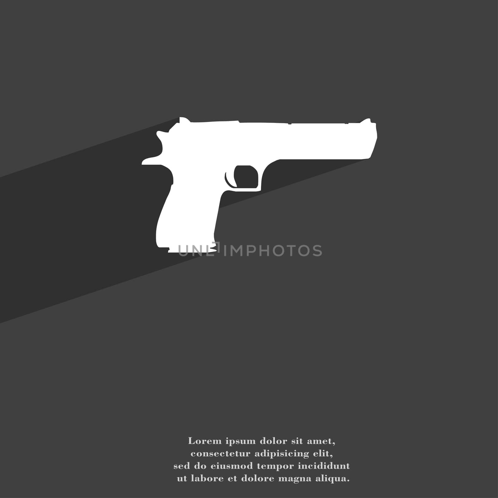 gun icon symbol Flat modern web design with long shadow and space for your text. illustration