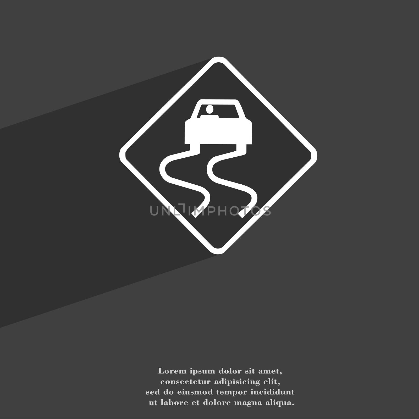 Road slippery icon symbol Flat modern web design with long shadow and space for your text. illustration