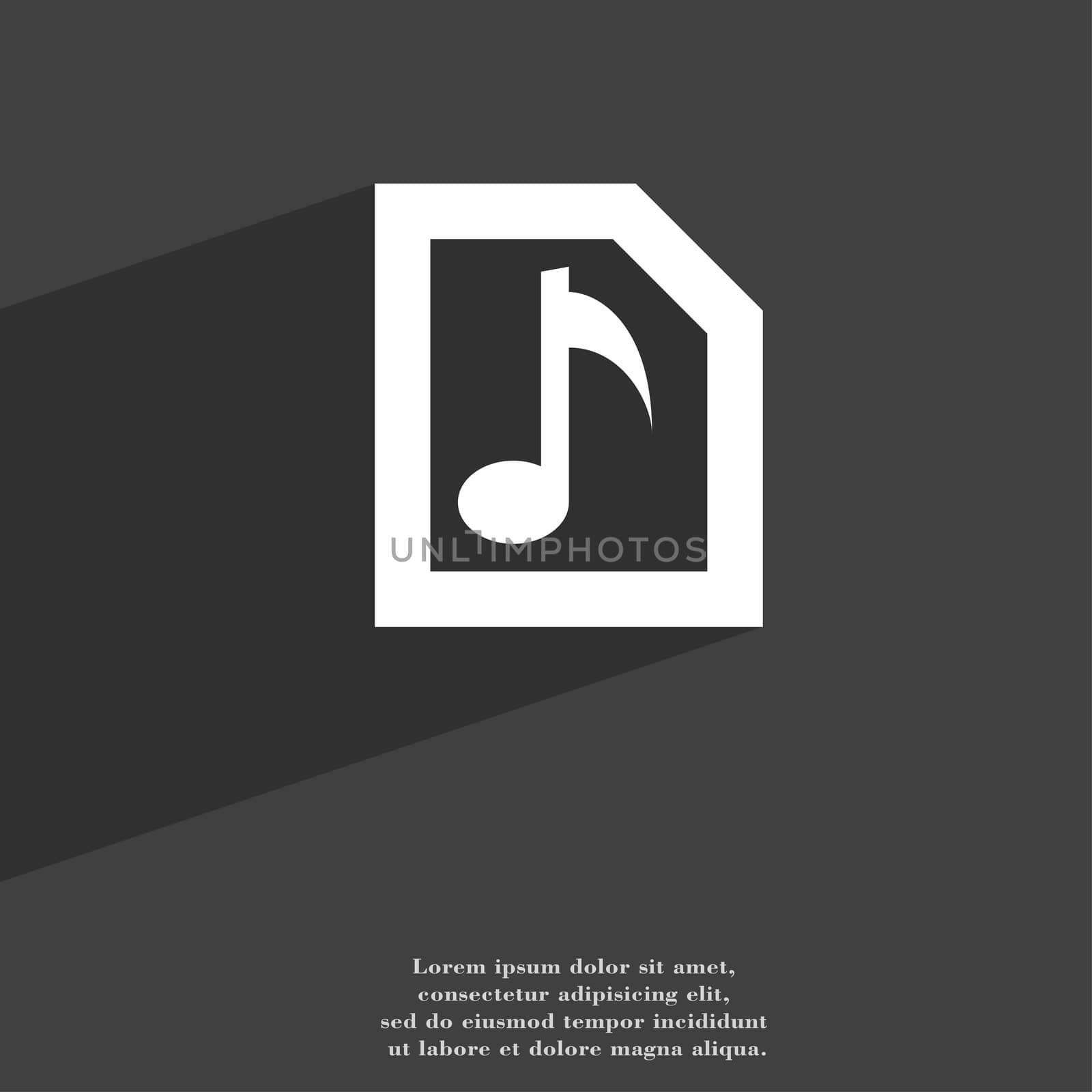 Audio, MP3 file icon symbol Flat modern web design with long shadow and space for your text. illustration