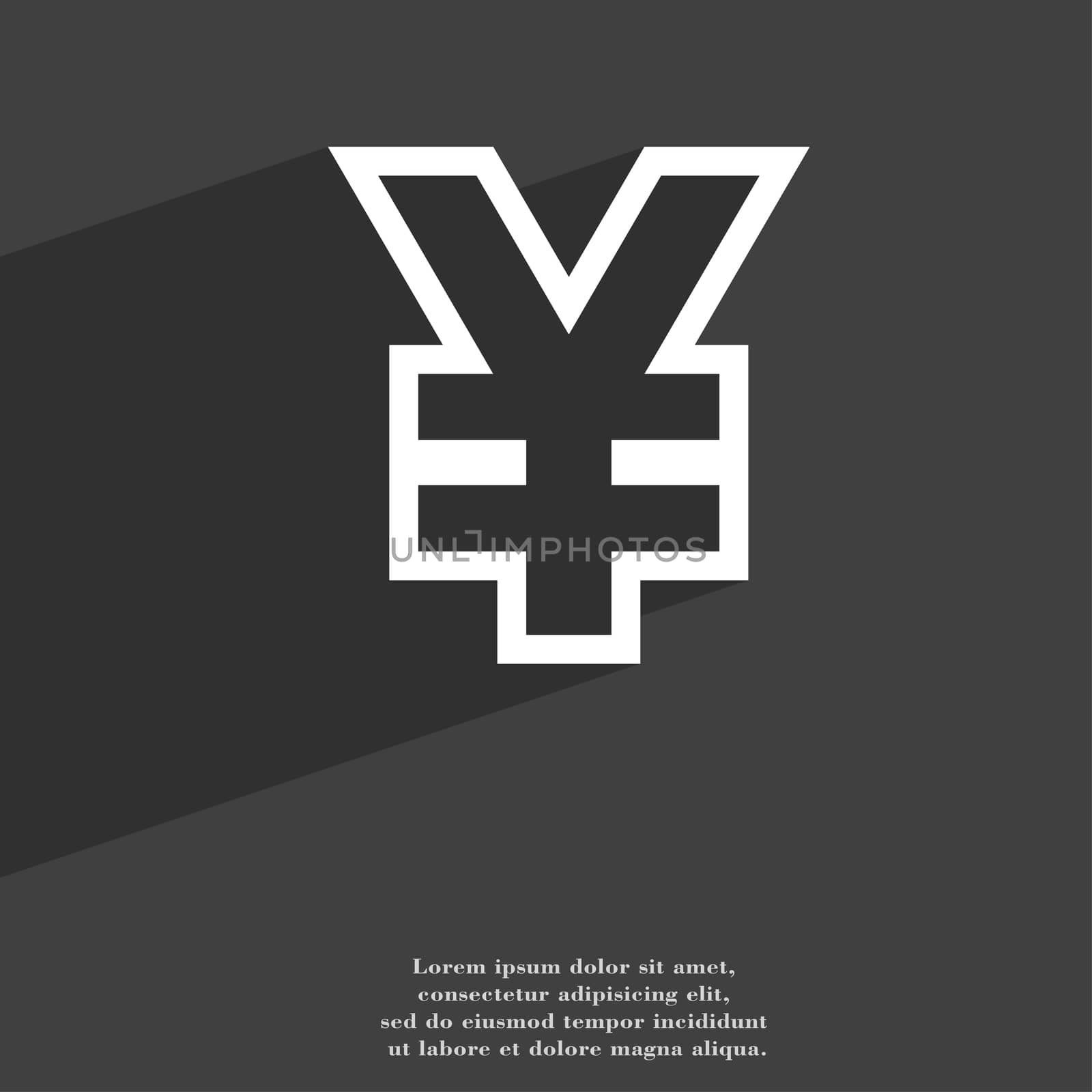 Yen JPY icon symbol Flat modern web design with long shadow and space for your text. illustration