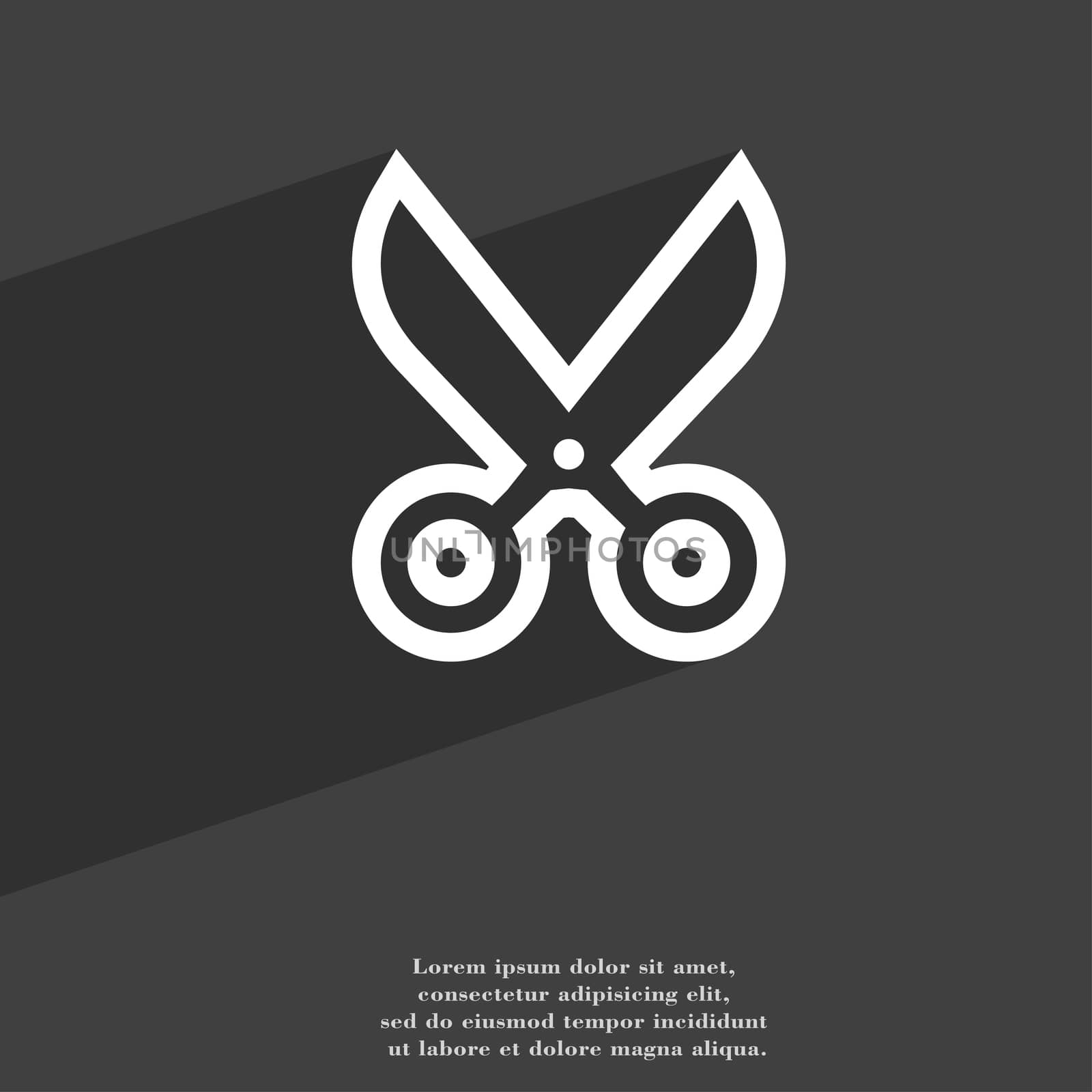 scissors icon symbol Flat modern web design with long shadow and space for your text. illustration