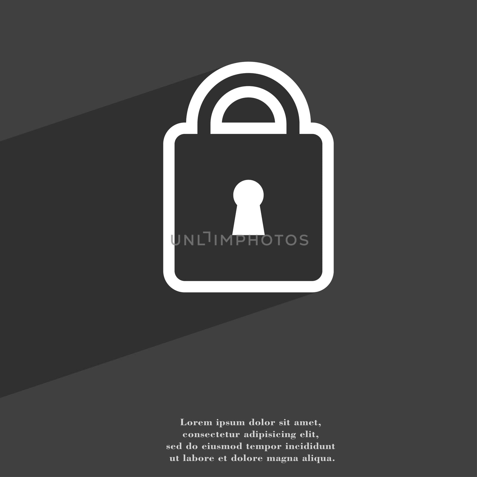 Lock icon symbol Flat modern web design with long shadow and space for your text. illustration