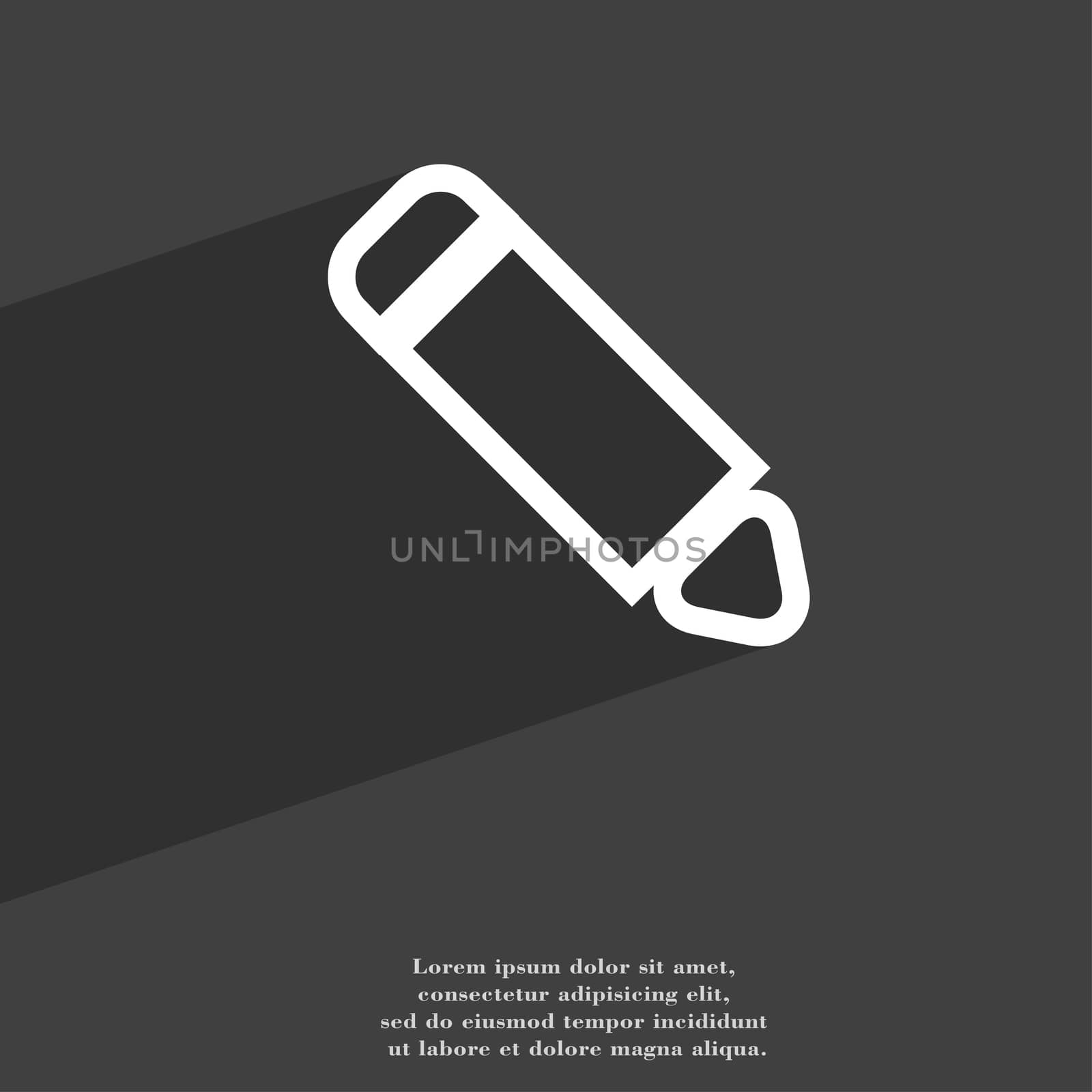 Pen icon symbol Flat modern web design with long shadow and space for your text.  by serhii_lohvyniuk