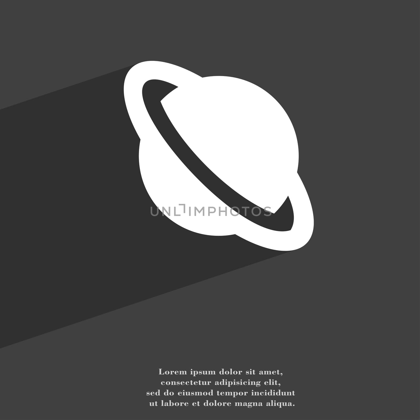 Jupiter planet icon symbol Flat modern web design with long shadow and space for your text.  by serhii_lohvyniuk