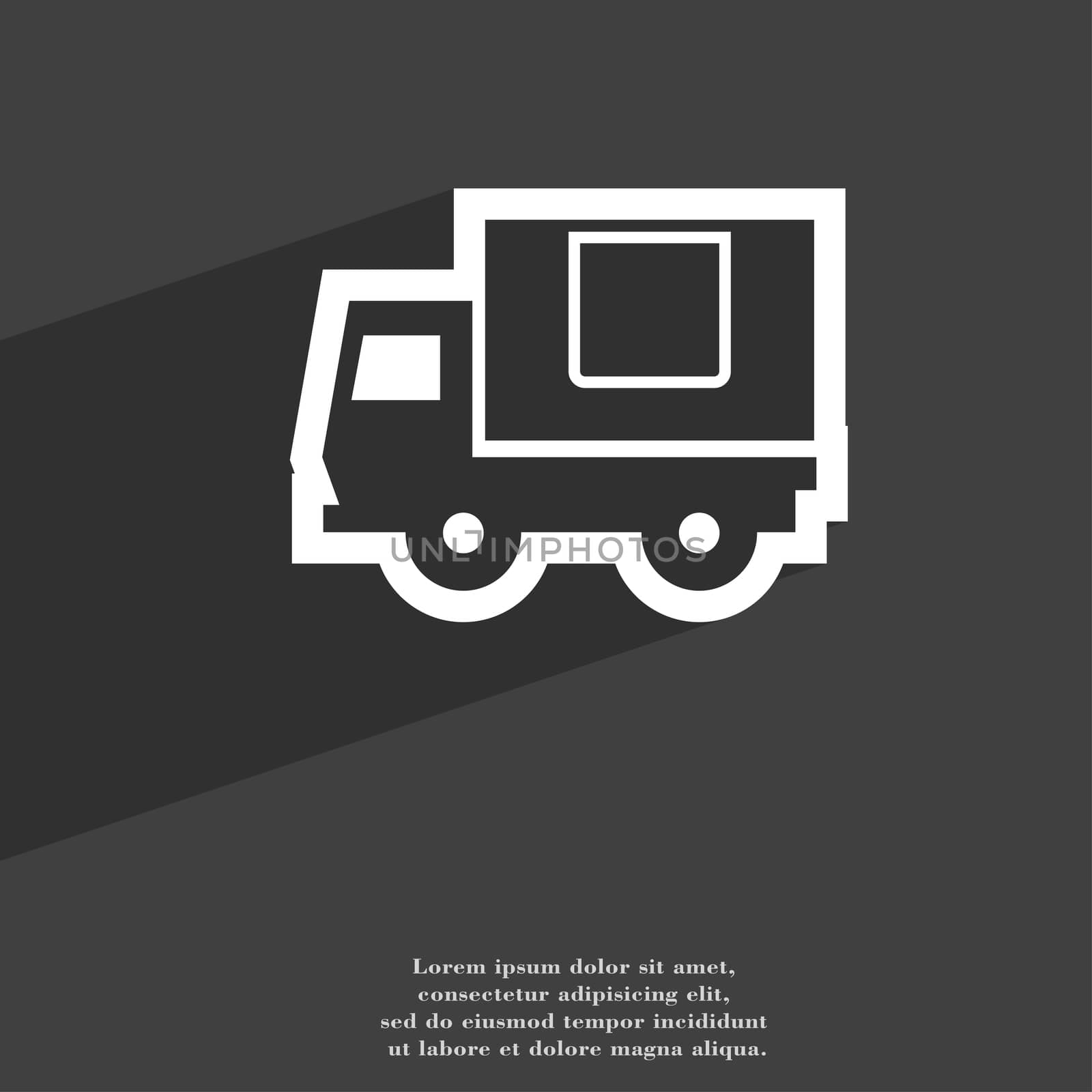 Delivery truck icon symbol Flat modern web design with long shadow and space for your text. illustration