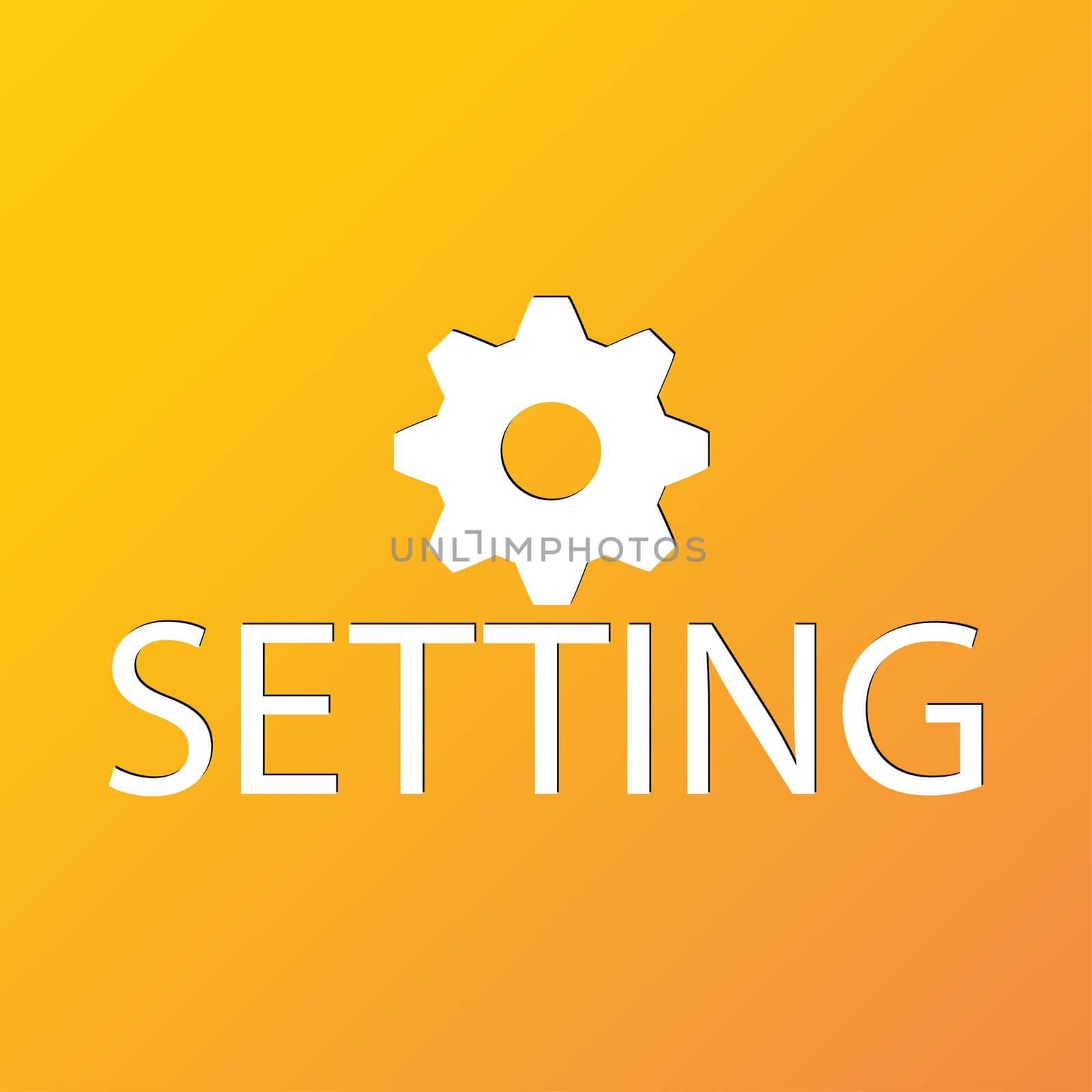 Cog settings icon symbol Flat modern web design with long shadow and space for your text. illustration