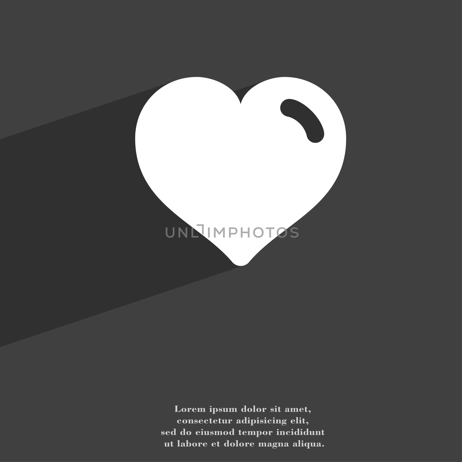 Heart, Love icon symbol Flat modern web design with long shadow and space for your text. illustration
