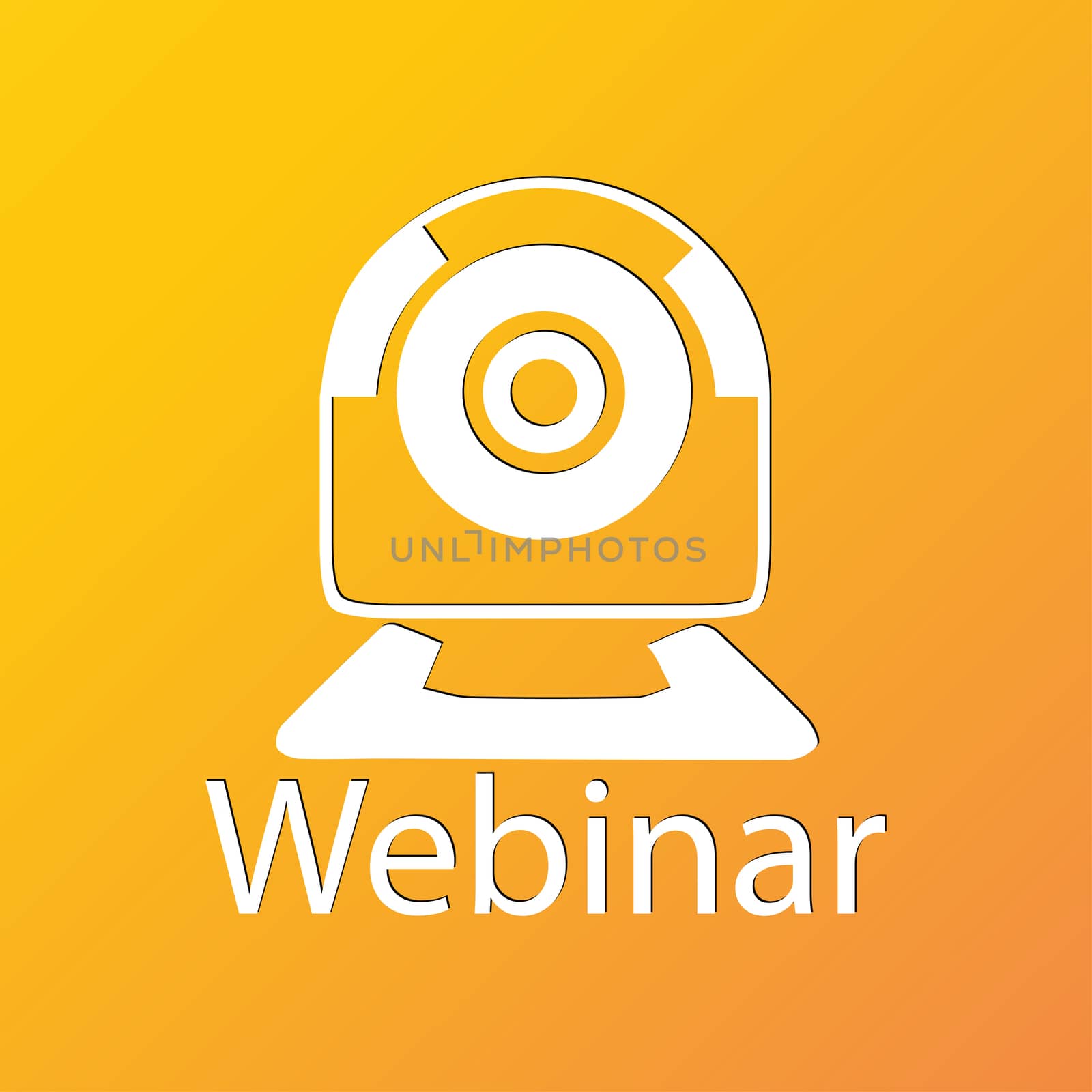 Webinar web camera icon symbol Flat modern web design with long shadow and space for your text. illustration