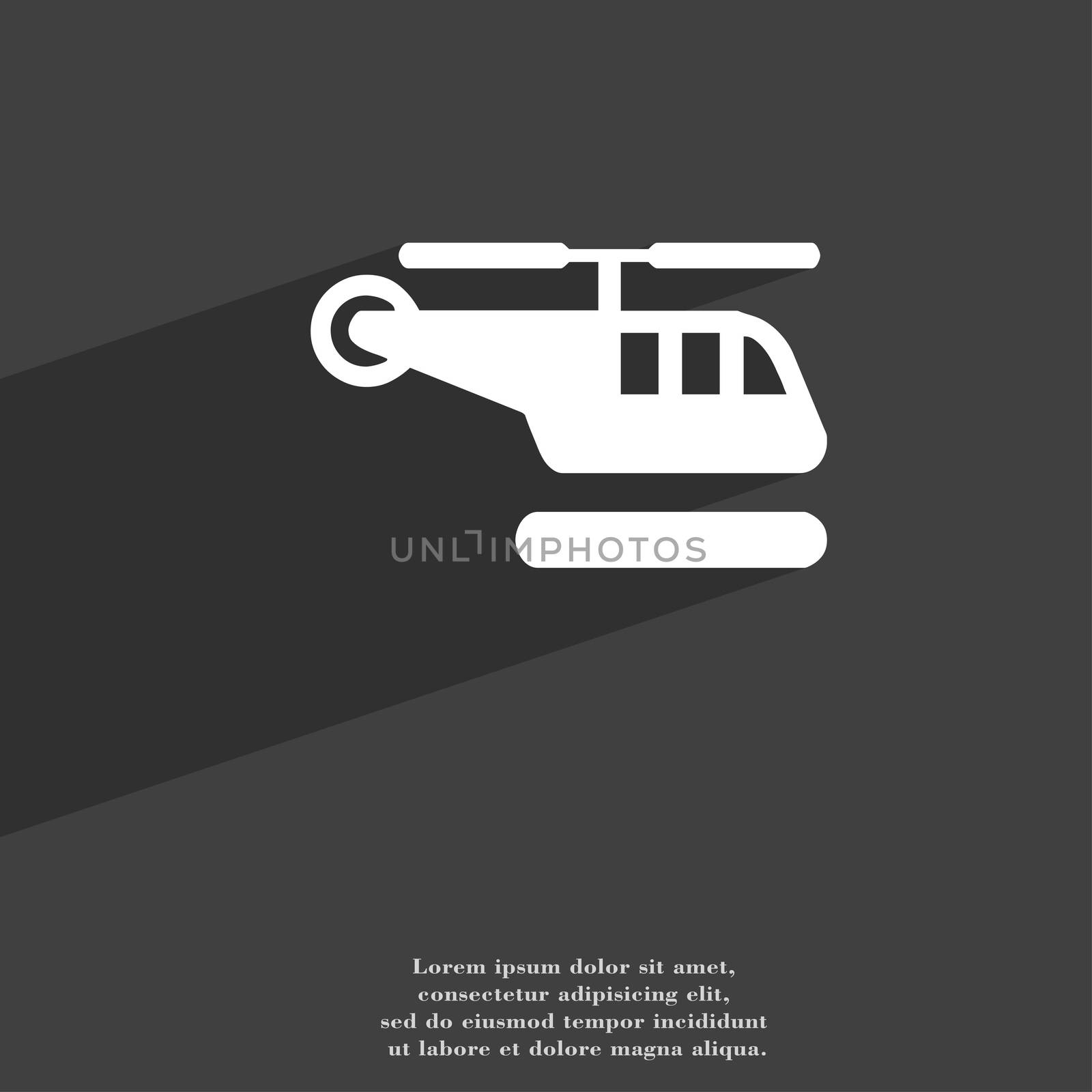 helicopter icon symbol Flat modern web design with long shadow and space for your text. illustration