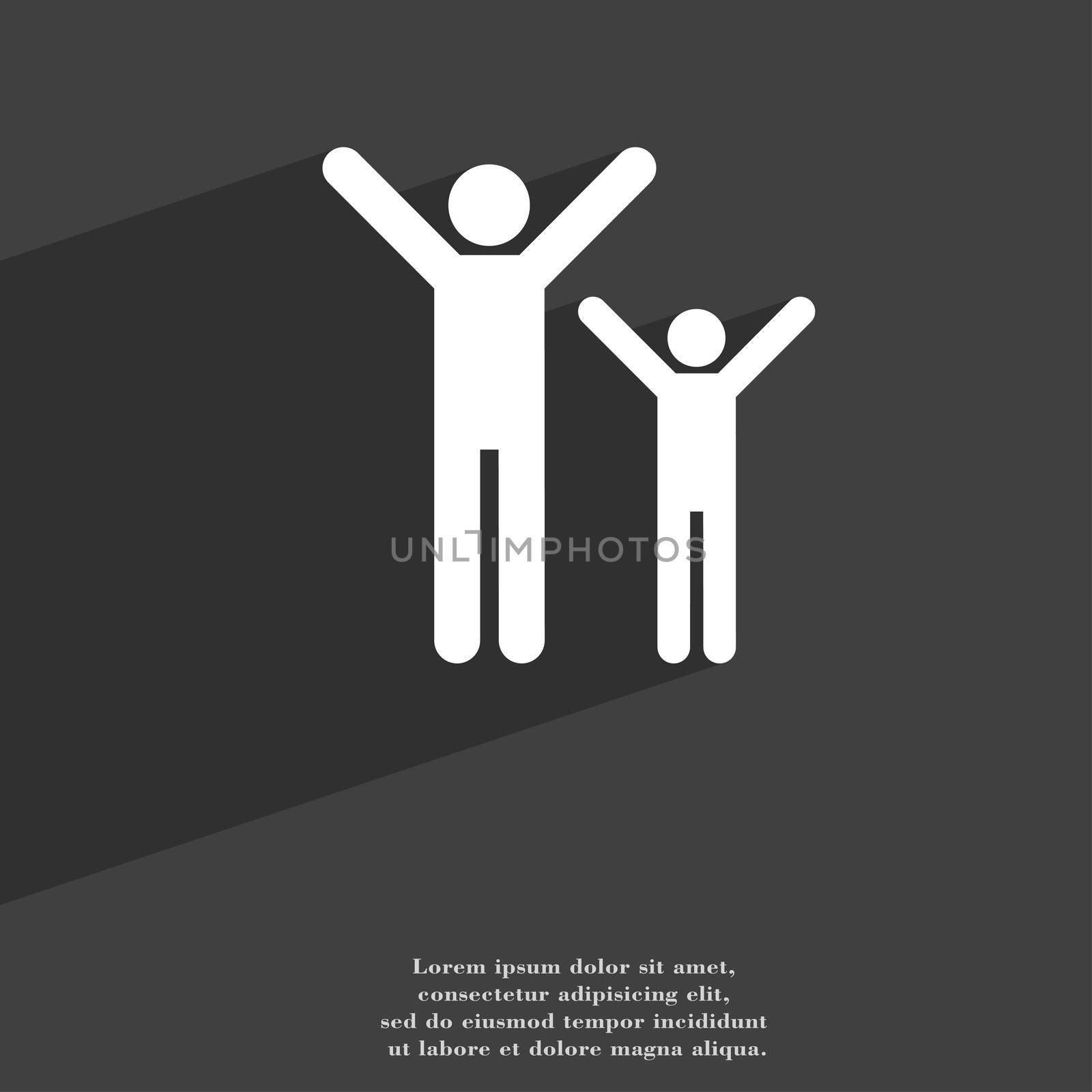 happy family icon symbol Flat modern web design with long shadow and space for your text.  by serhii_lohvyniuk
