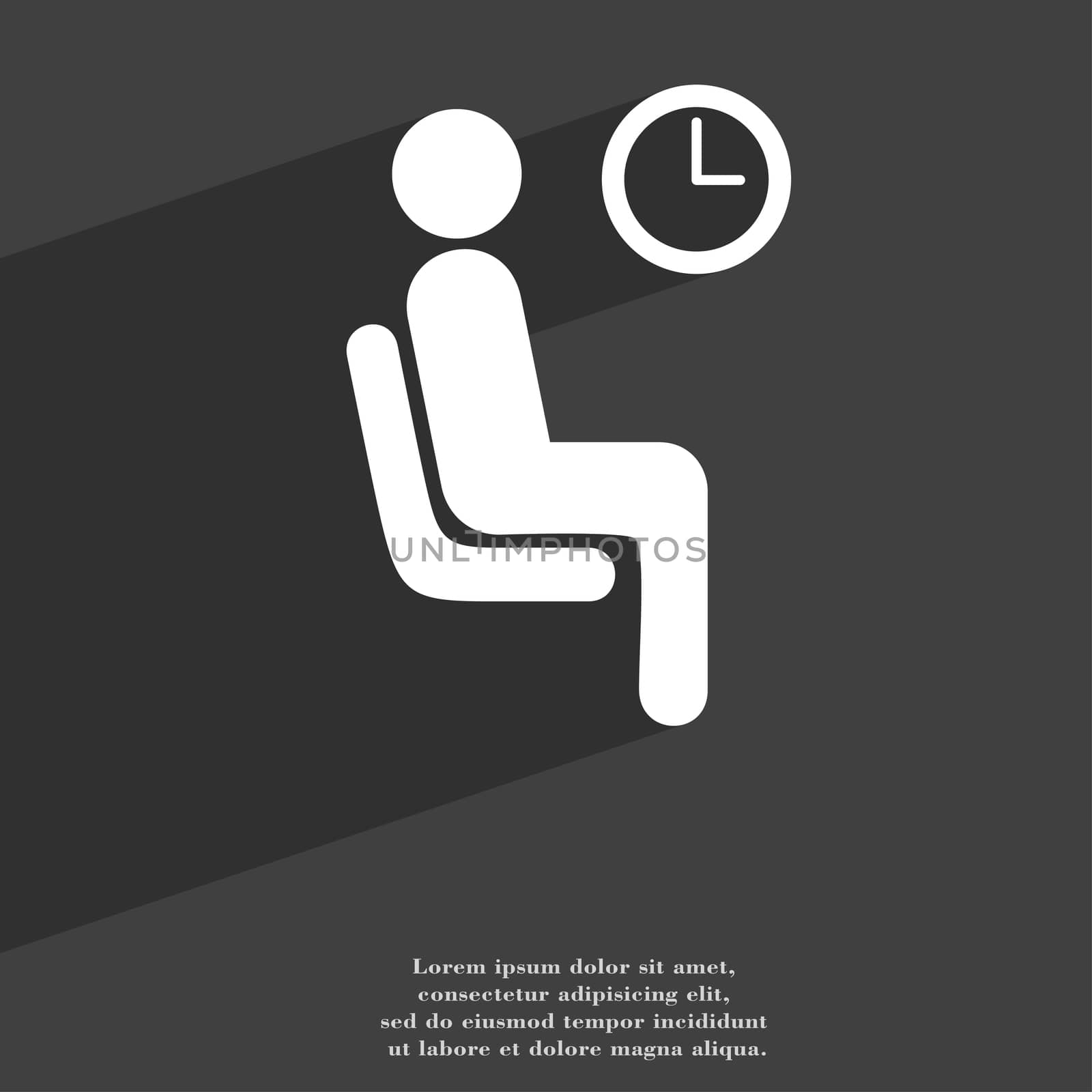 waiting icon symbol Flat modern web design with long shadow and space for your text. illustration