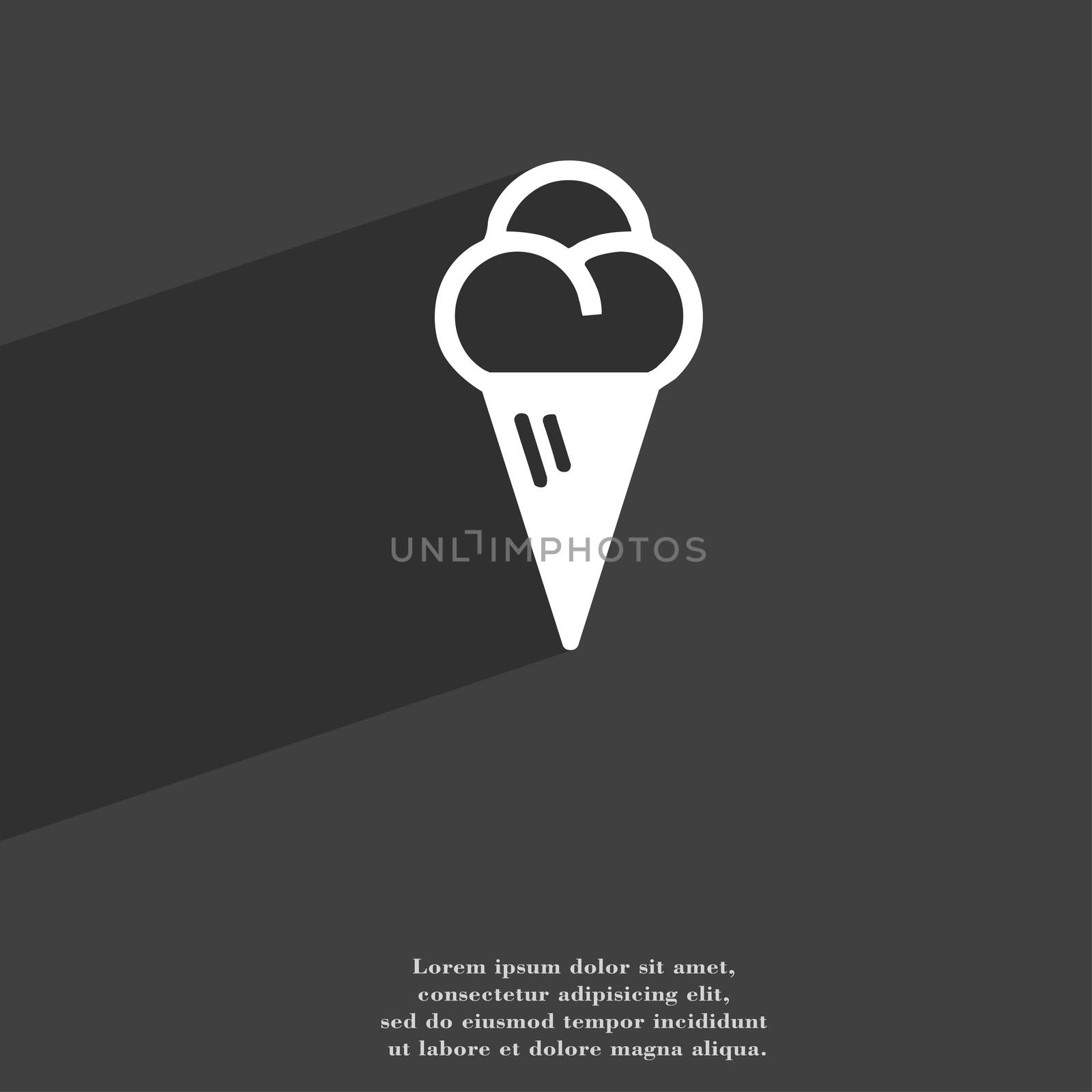 ice cream icon symbol Flat modern web design with long shadow and space for your text. illustration