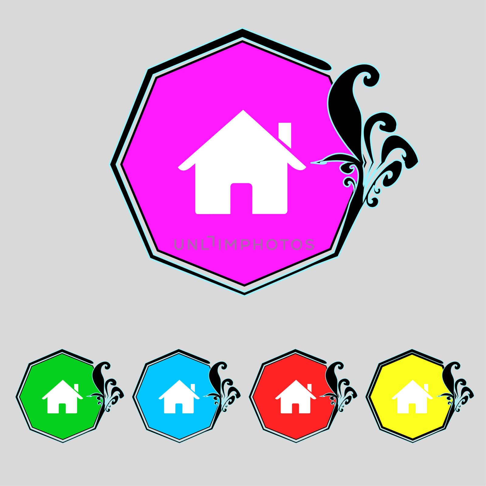 Home sign icon. Main page button. Navigation symbol. Set colur buttons  by serhii_lohvyniuk