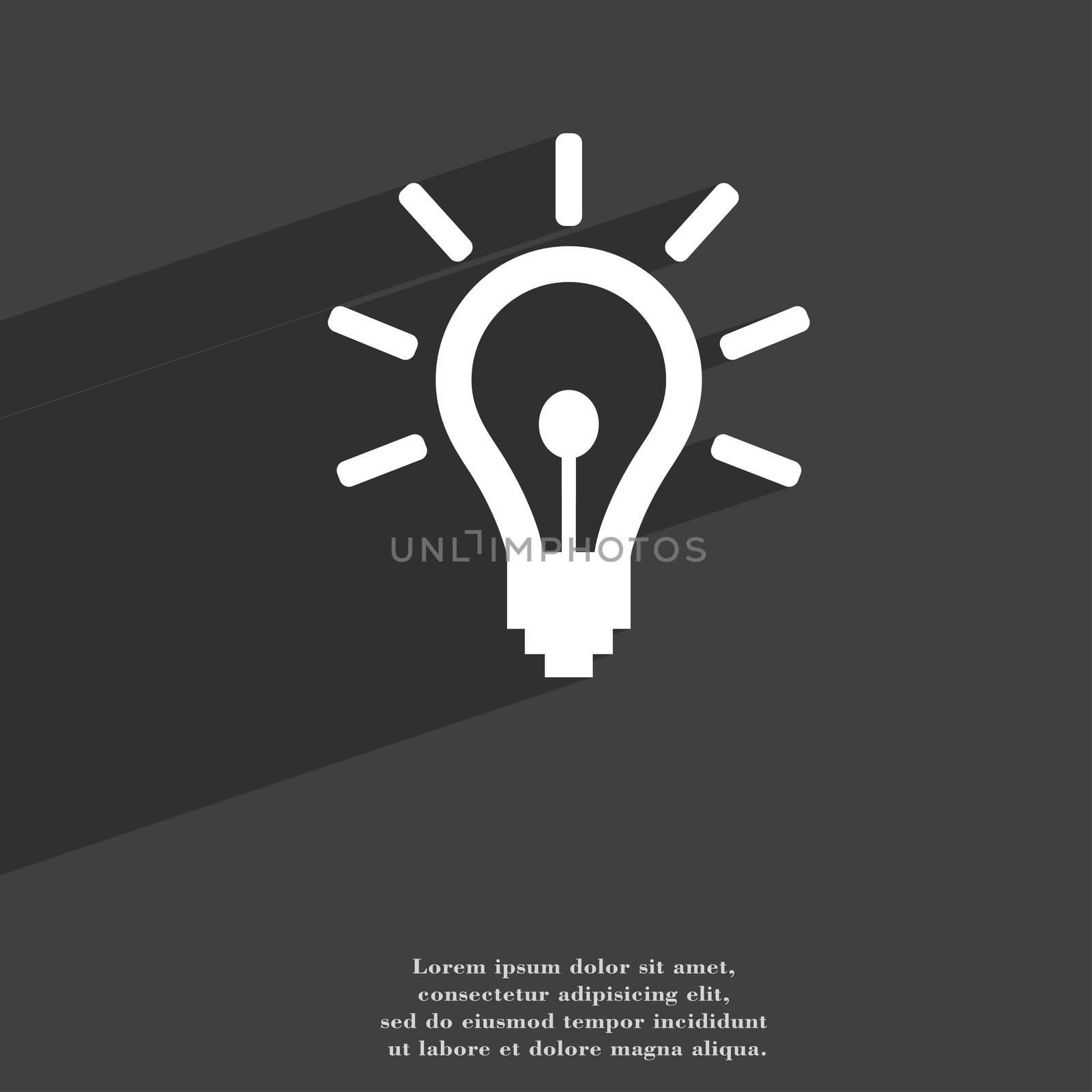 Light bulb icon symbol Flat modern web design with long shadow and space for your text. illustration