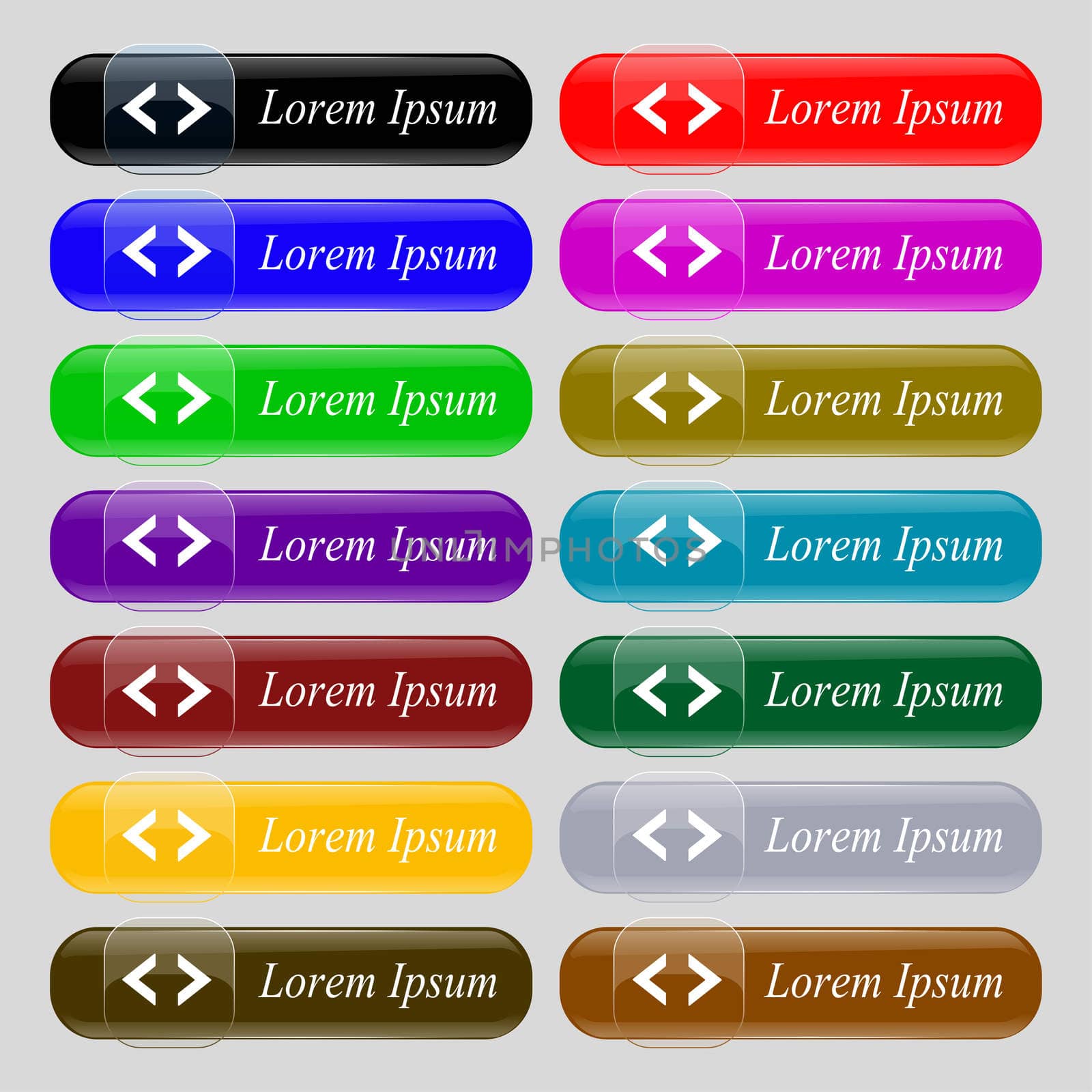 Code sign icon. Programmer symbol. Set of colored buttons.  by serhii_lohvyniuk