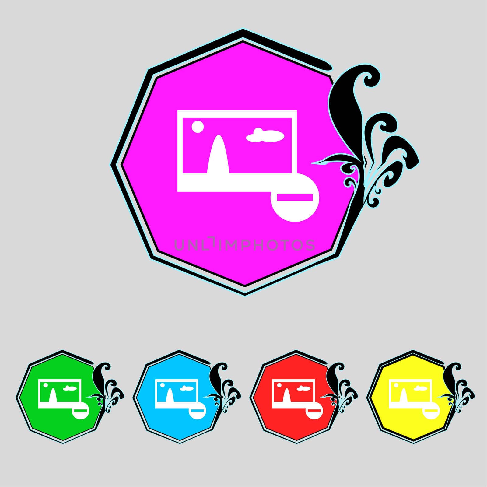 Minus File JPG sign icon. Download image file symbol. Set colourful buttons. Modern UI website navigation illustration