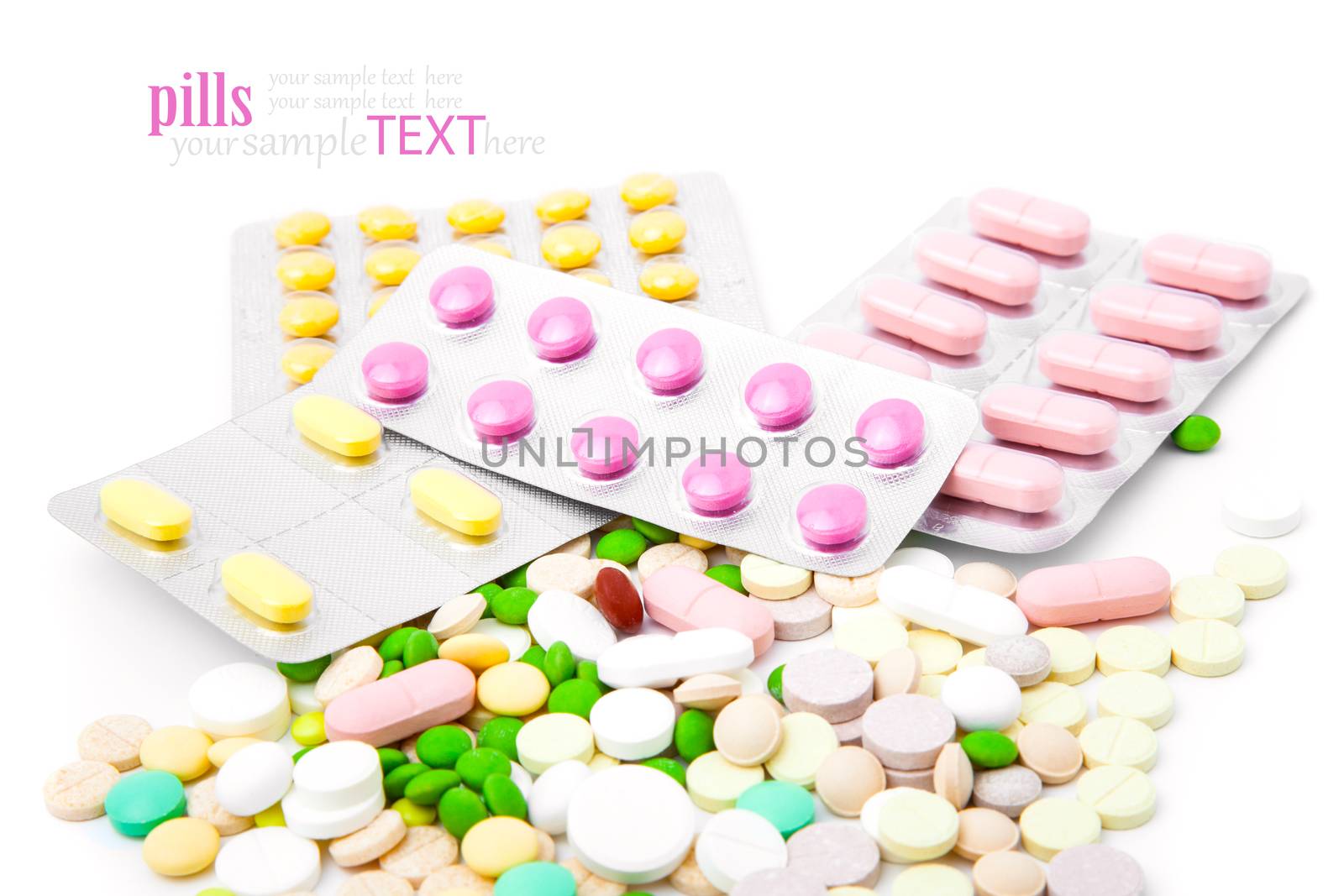 pills on white background. by motorolka