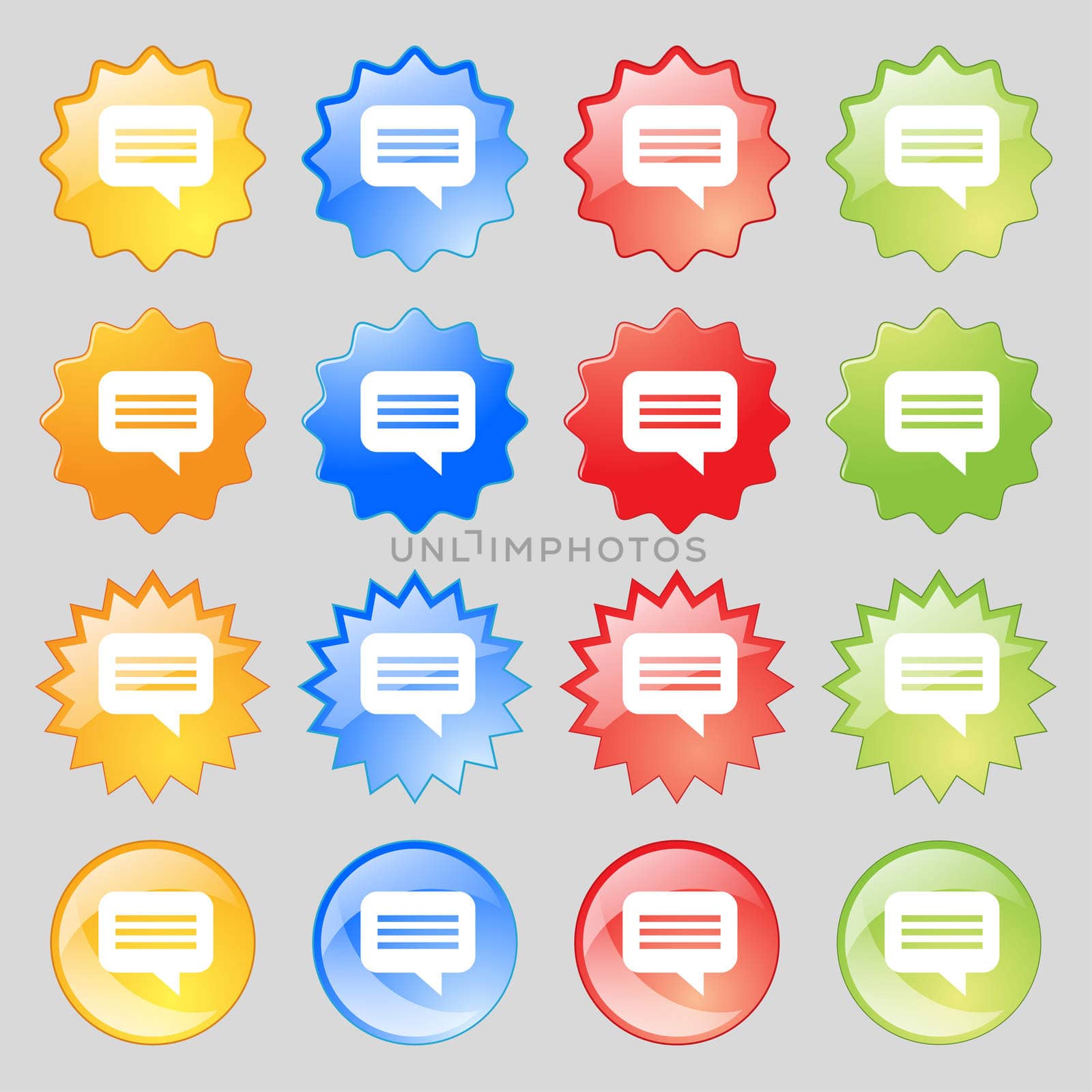 speech bubble, Chat think icon sign. Big set of 16 colorful modern buttons for your design.  by serhii_lohvyniuk