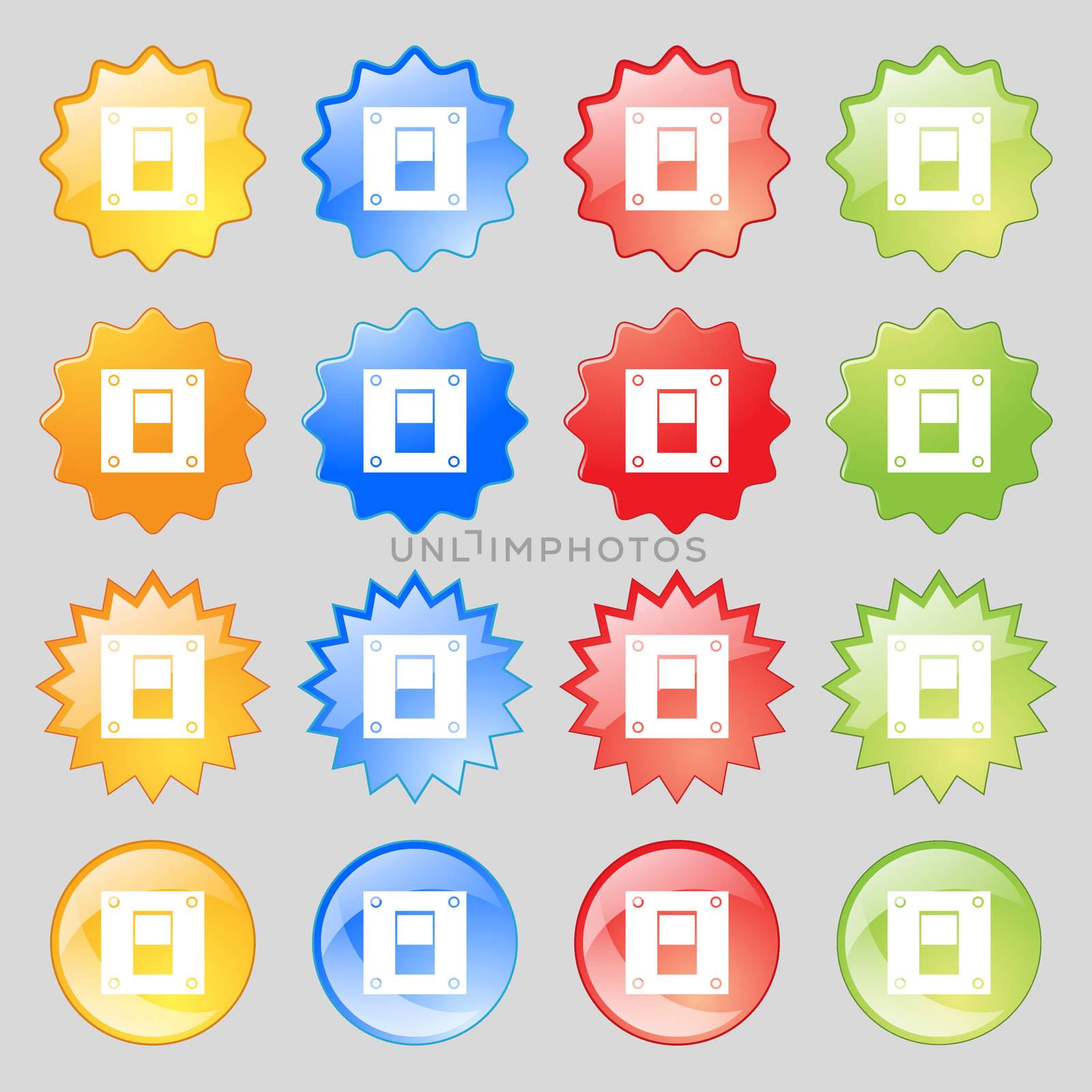 Power switch icon sign. Big set of 16 colorful modern buttons for your design. illustration