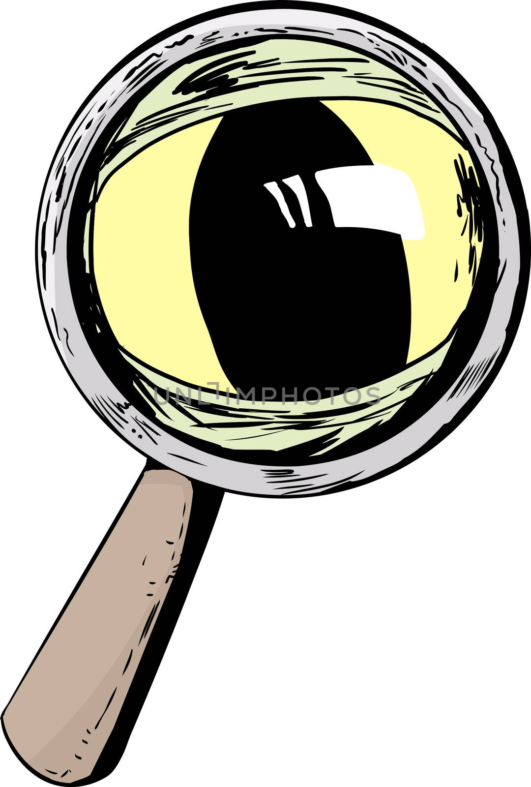 Isolated magnifying glass with large cat eye looking through