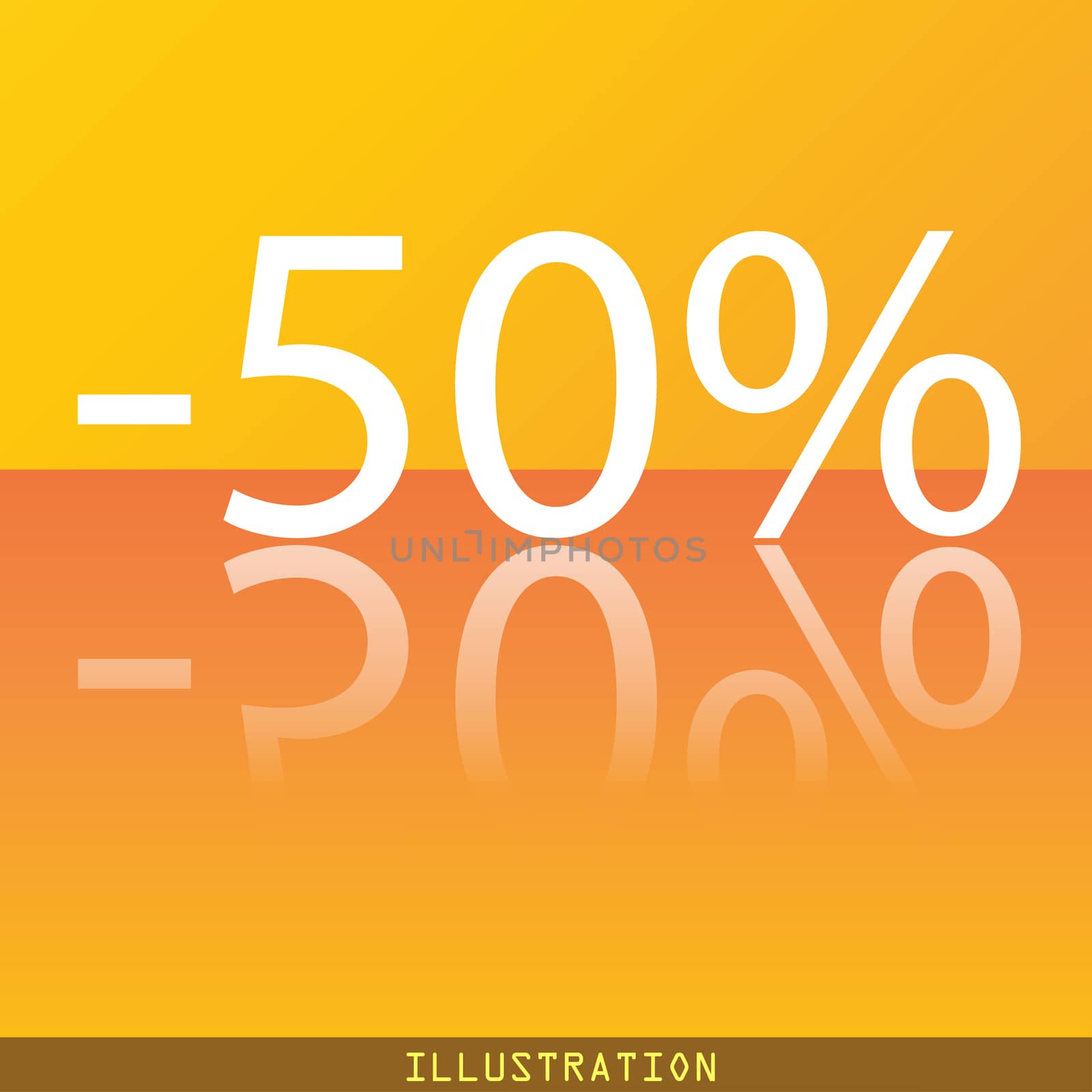 50 percent discount icon symbol Flat modern web design with reflection and space for your text. illustration. Raster version