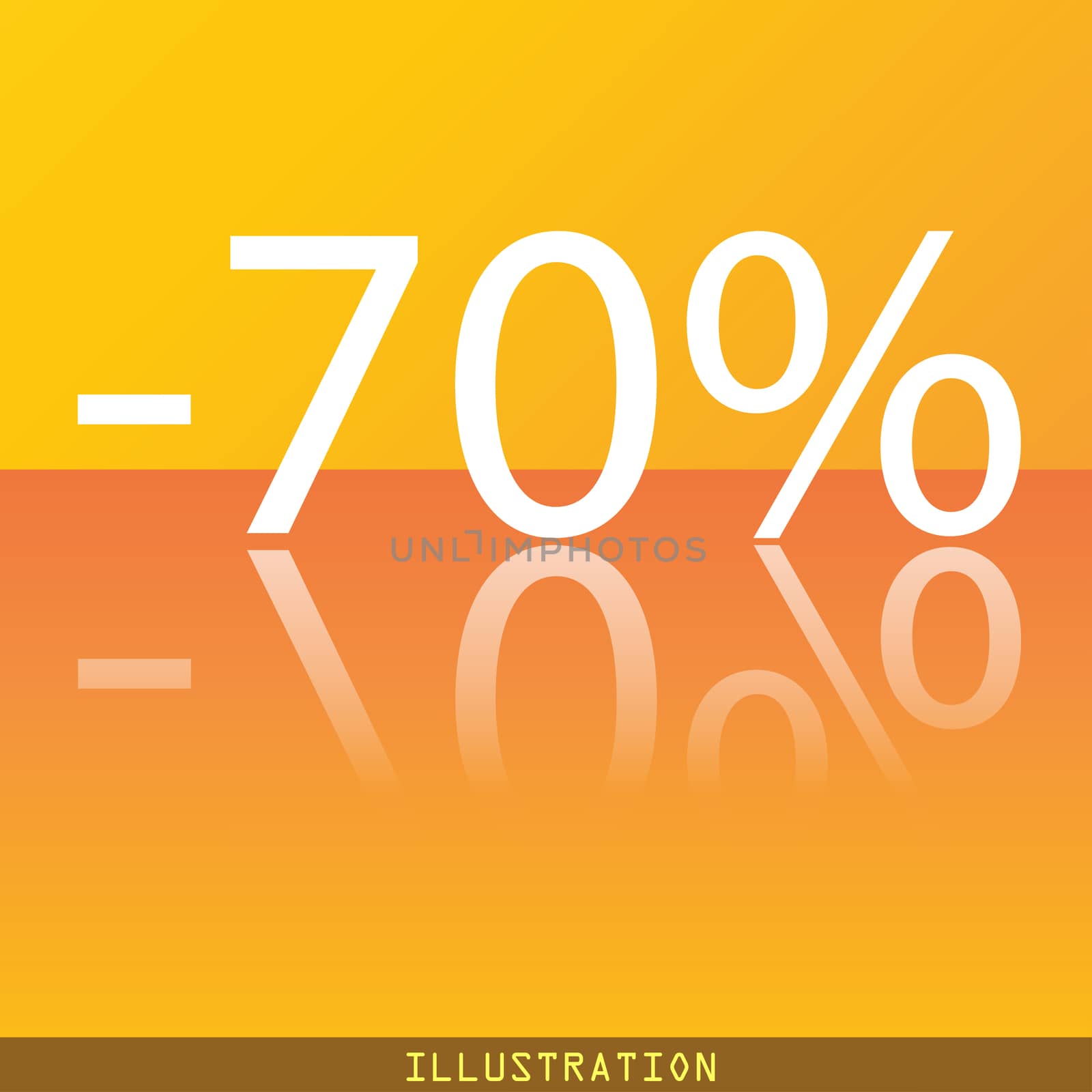 70 percent discount icon symbol Flat modern web design with reflection and space for your text. illustration. Raster version