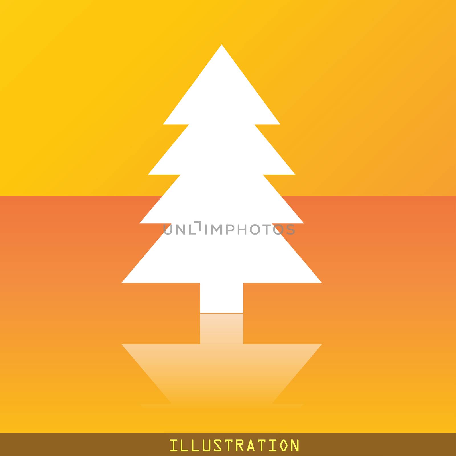 Christmas tree icon symbol Flat modern web design with reflection and space for your text. illustration. Raster version