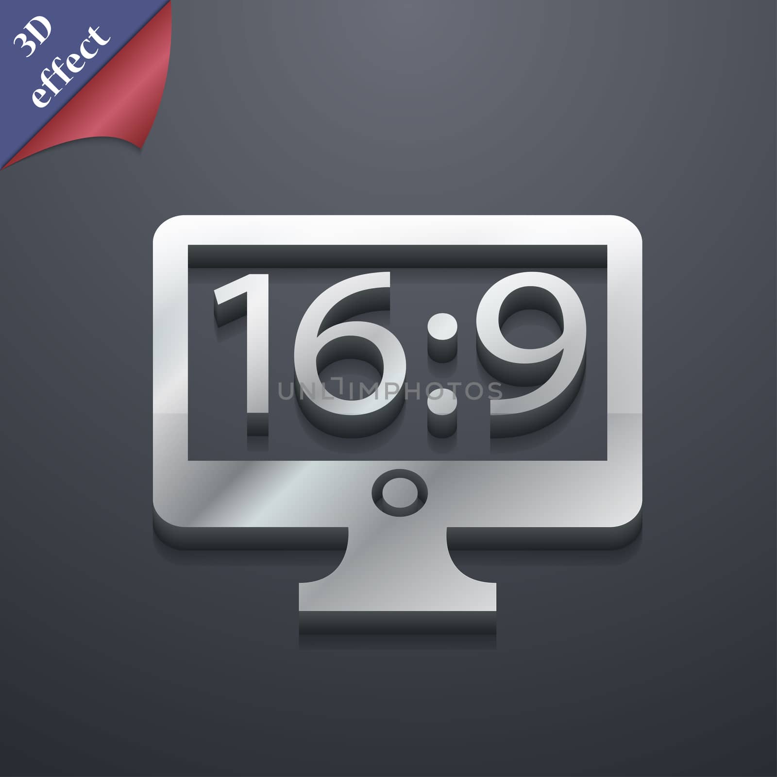 Aspect ratio 16 9 widescreen tv icon symbol. 3D style. Trendy, modern design with space for your text . Rastrized by serhii_lohvyniuk