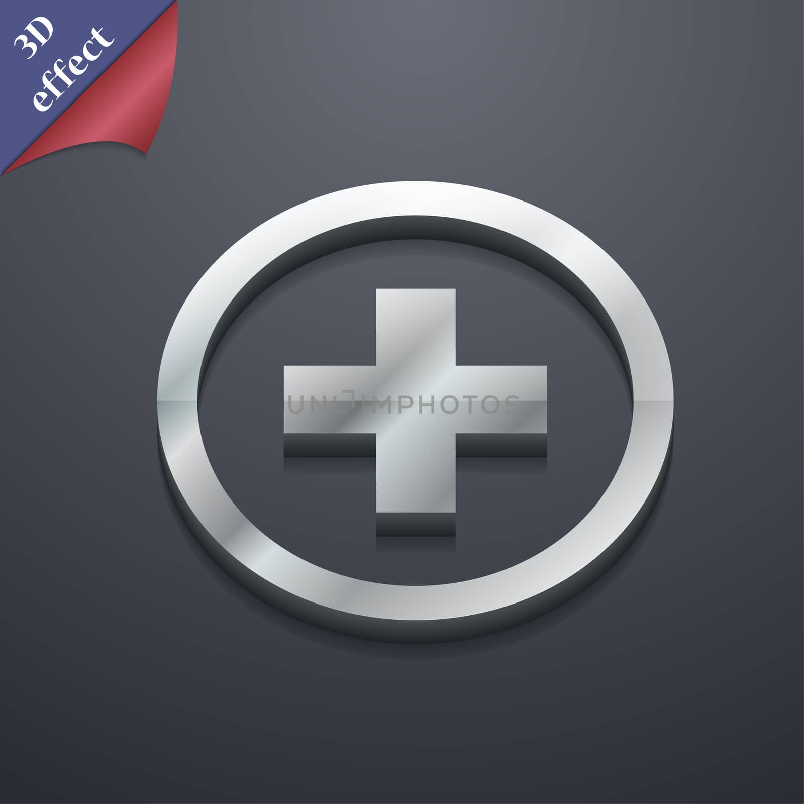Plus, Positive, zoom icon symbol. 3D style. Trendy, modern design with space for your text . Rastrized by serhii_lohvyniuk