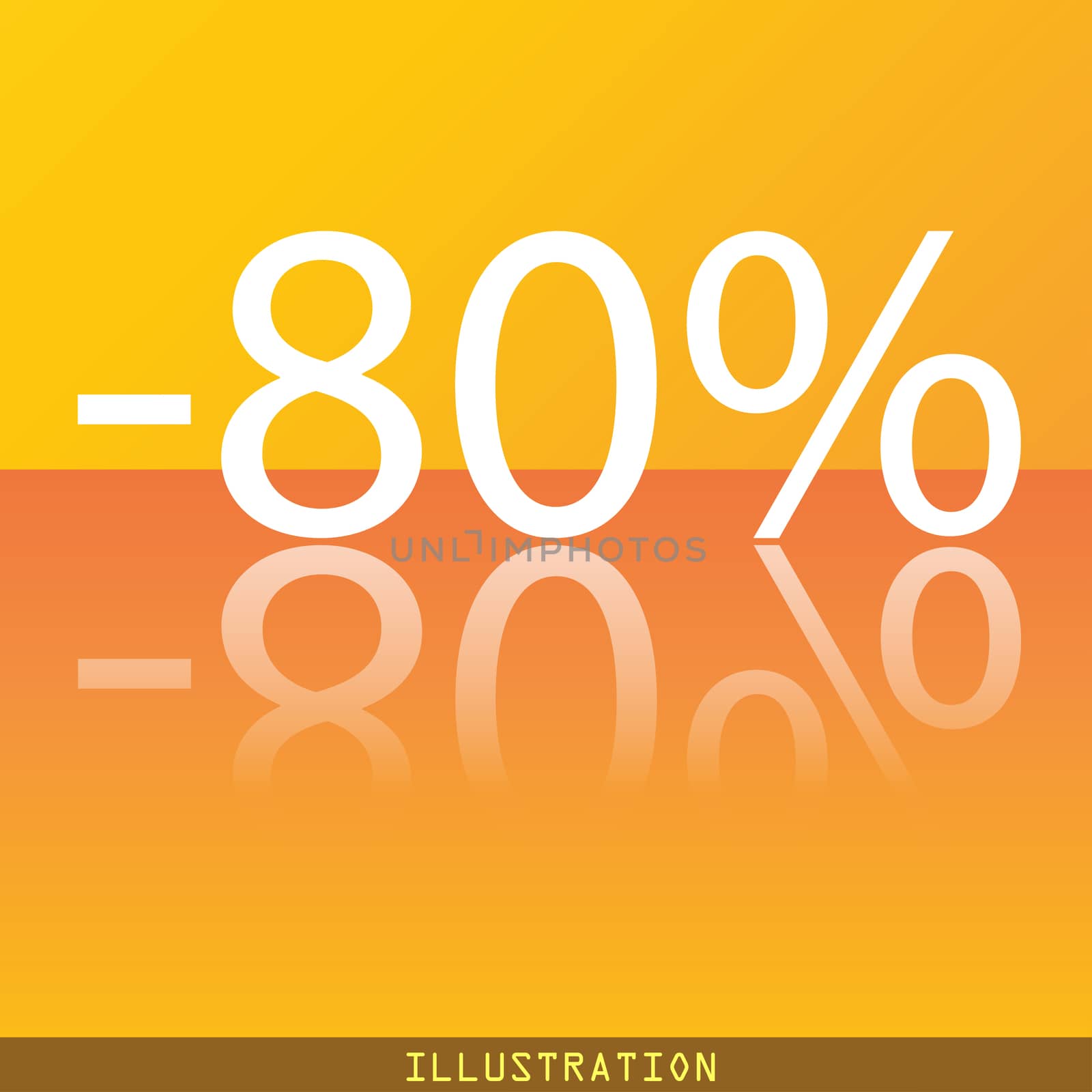 80 percent discount icon symbol Flat modern web design with reflection and space for your text. illustration. Raster version