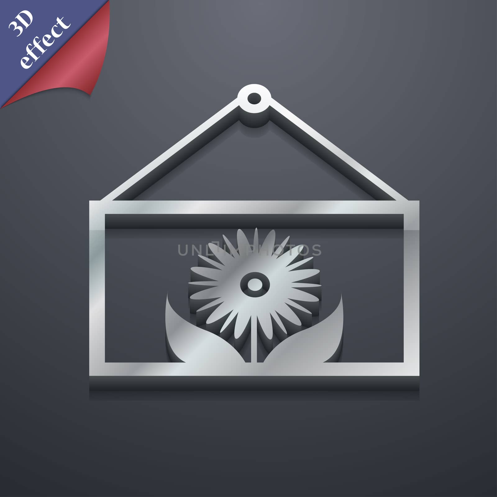 Frame with flower icon symbol. 3D style. Trendy, modern design with space for your text illustration. Rastrized copy