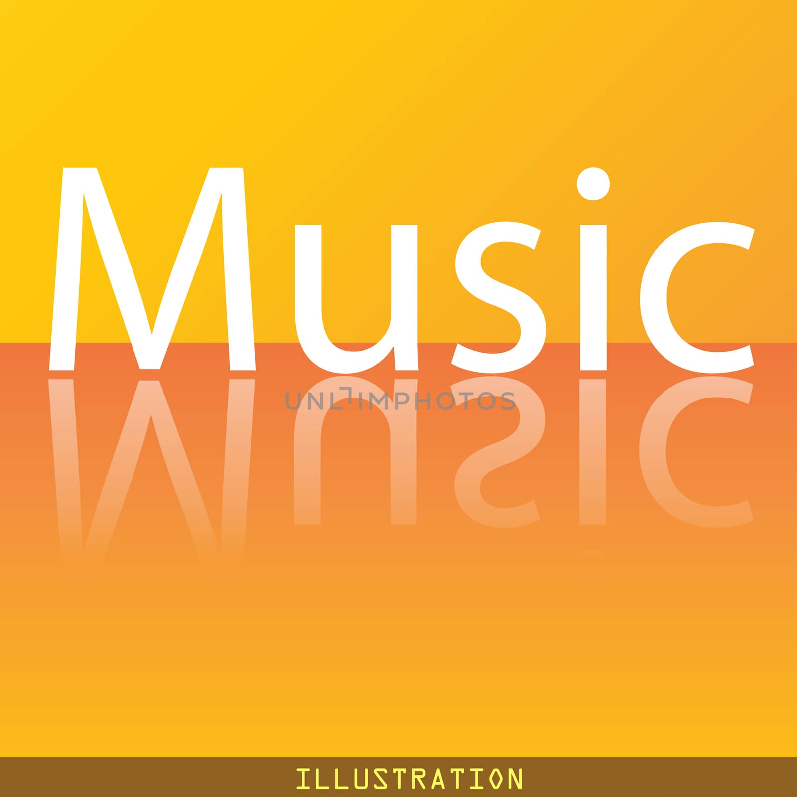 music icon symbol Flat modern web design with reflection and space for your text. illustration. Raster version