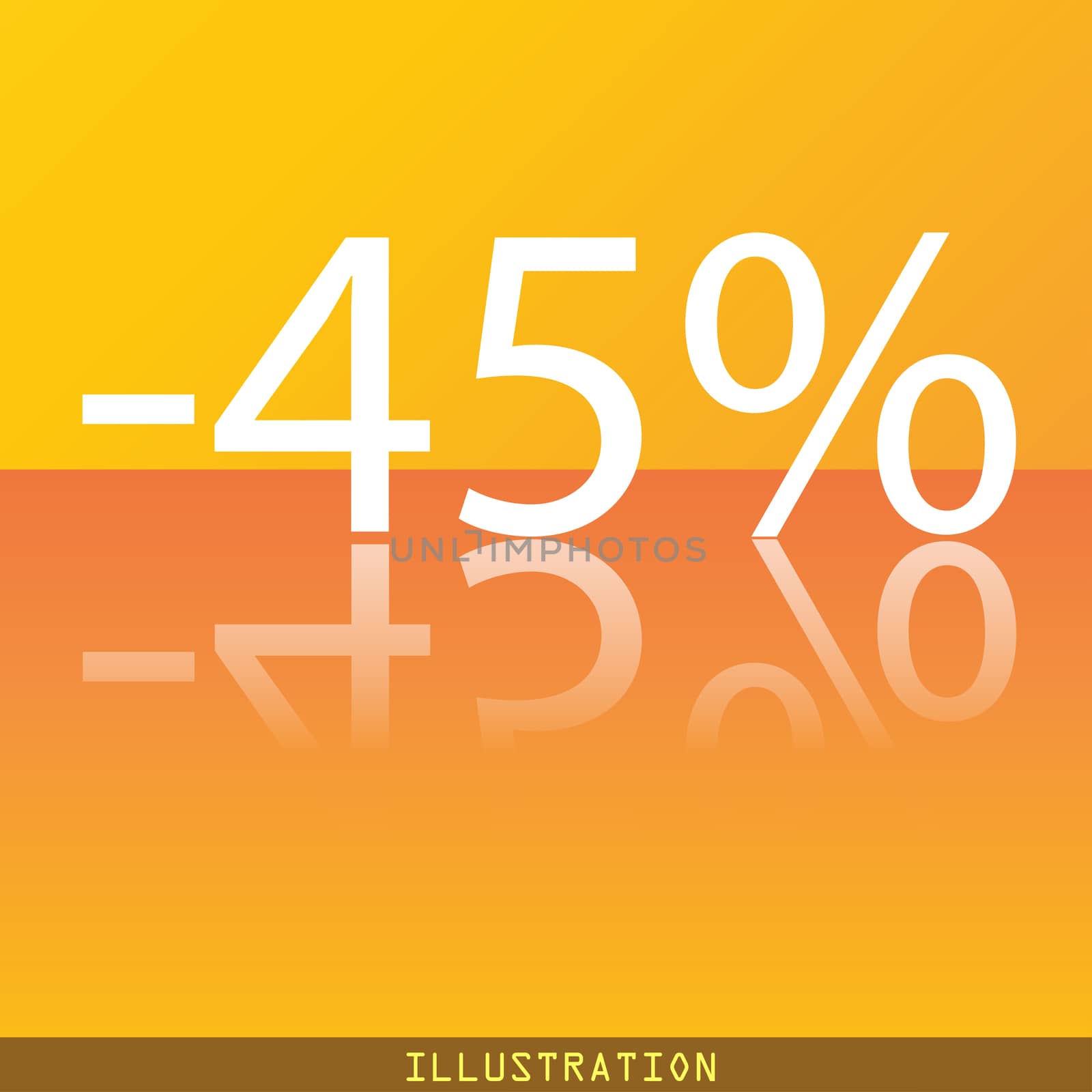 45 percent discount icon symbol Flat modern web design with reflection and space for your text. illustration. Raster version