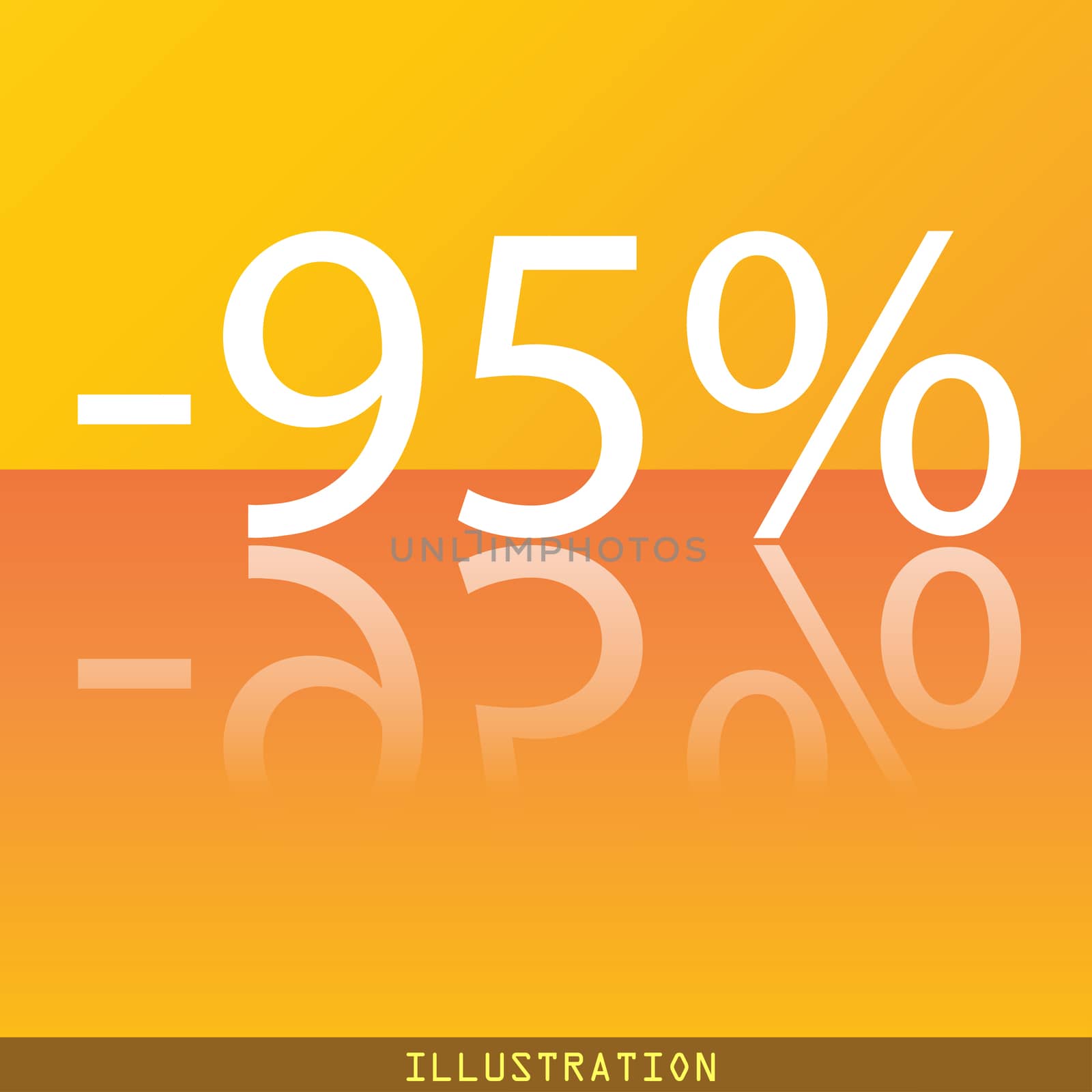 95 percent discount icon symbol Flat modern web design with reflection and space for your text. illustration. Raster version